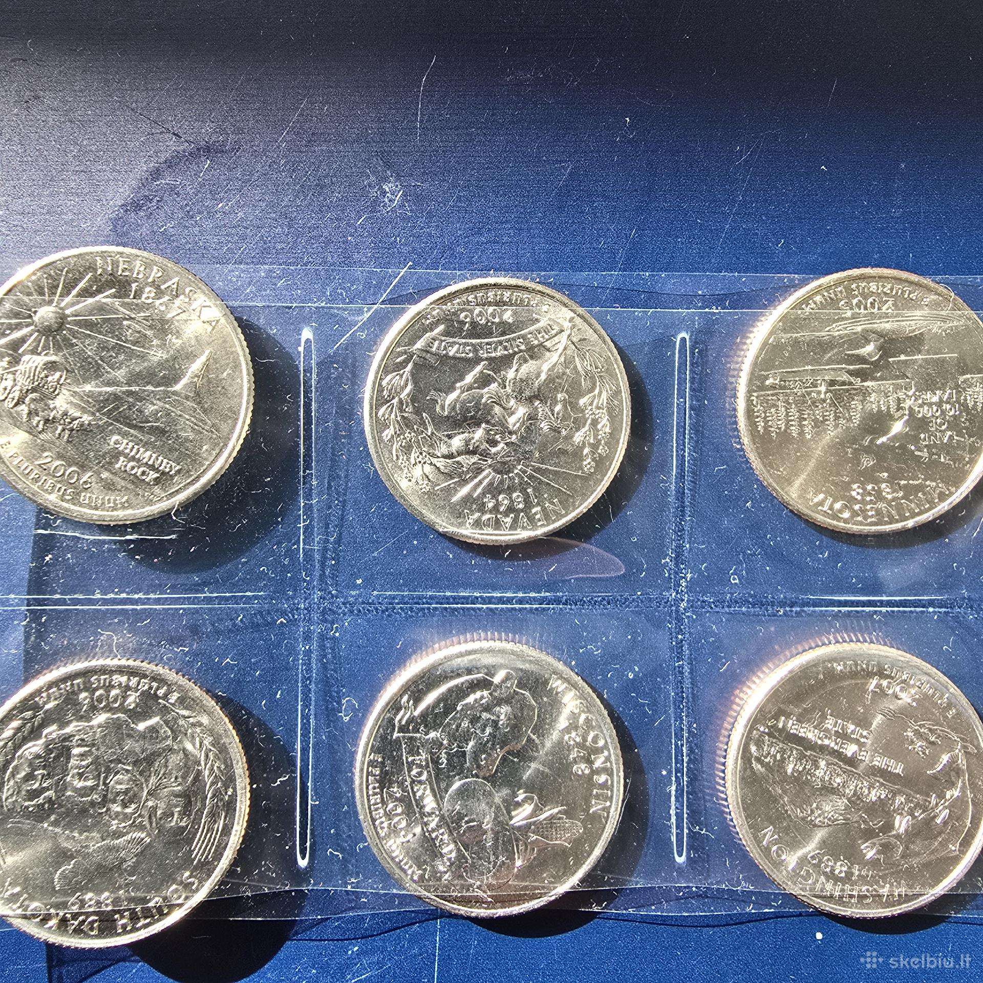 JAV Usa 2004-09 25c proginės valstiju monetos Unc