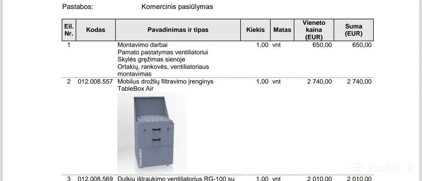 Esta Tablebox Air mobilus dulkių dūmų ištraukimas