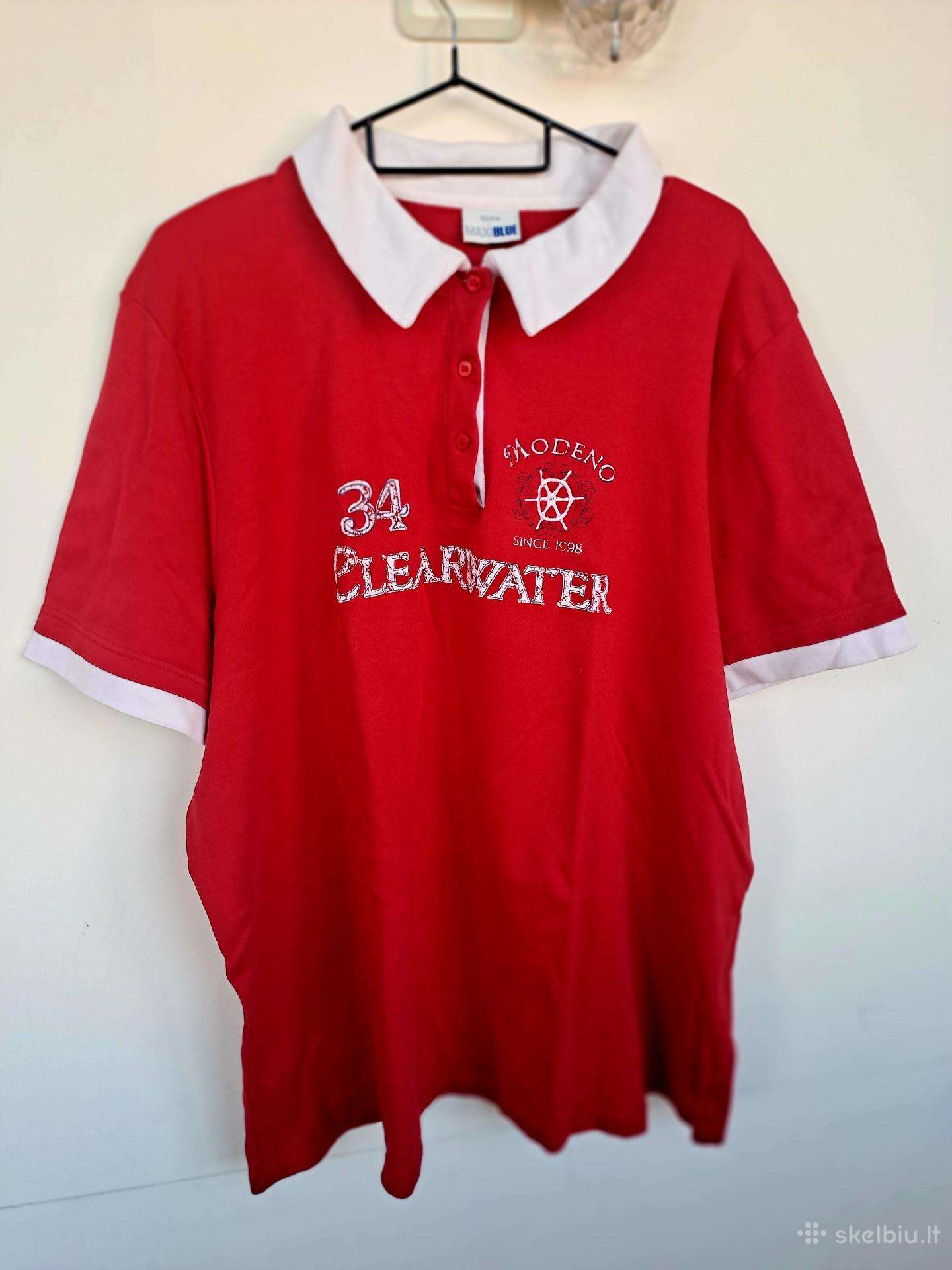 Vintage raudoni polo marškinėliai