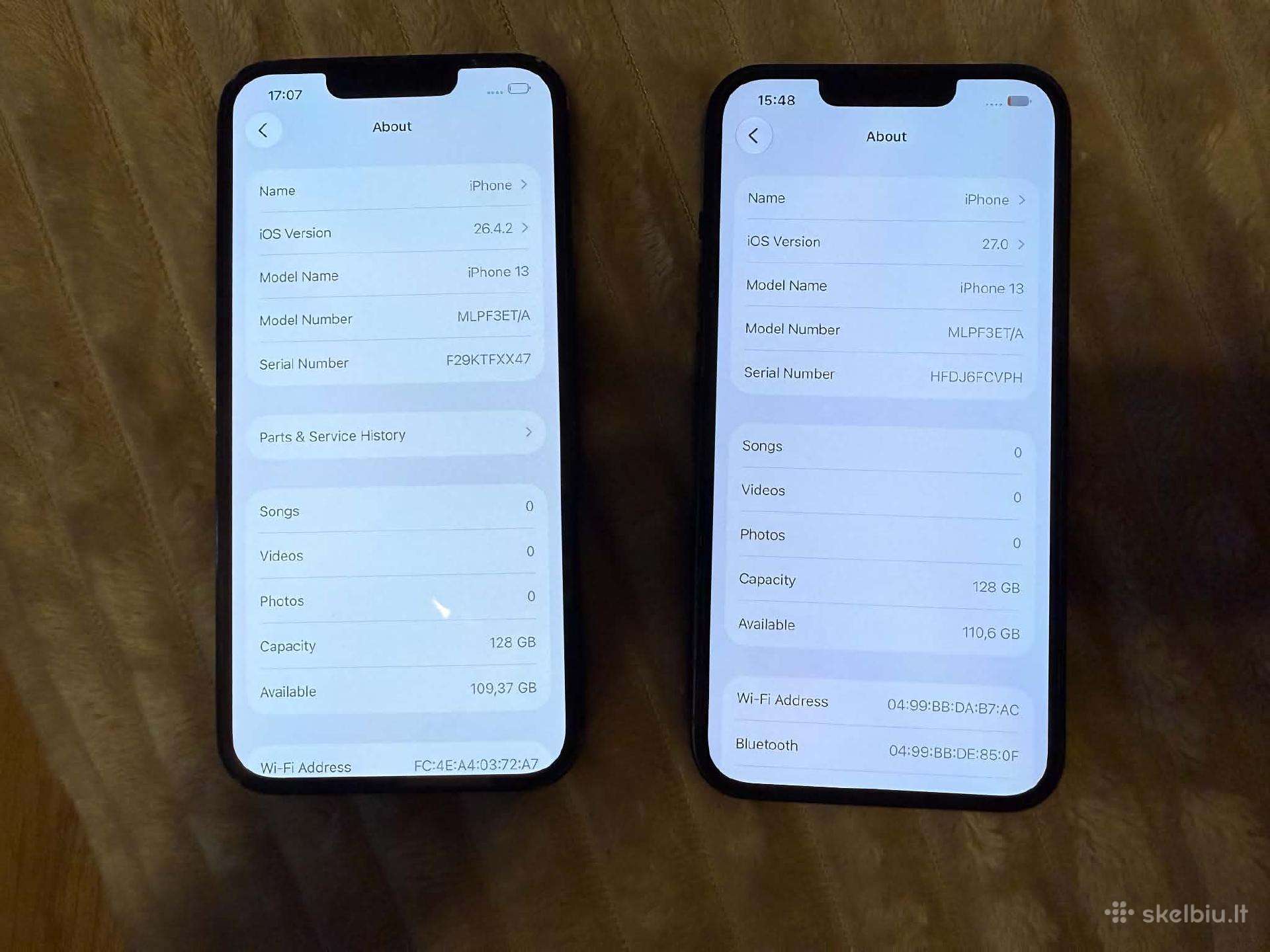 Parduodami 2 vnt. iPhone 13 128 GB.