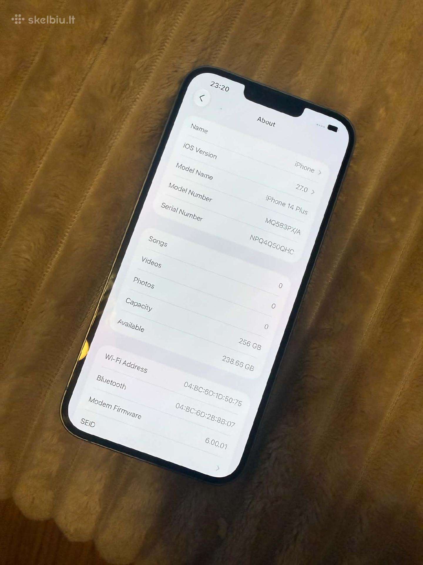 Parduodamas iPhone 14 Plus 256 GB.