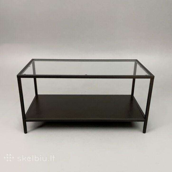 Kavos staliukas (stiklinis, metalinis rėmas)