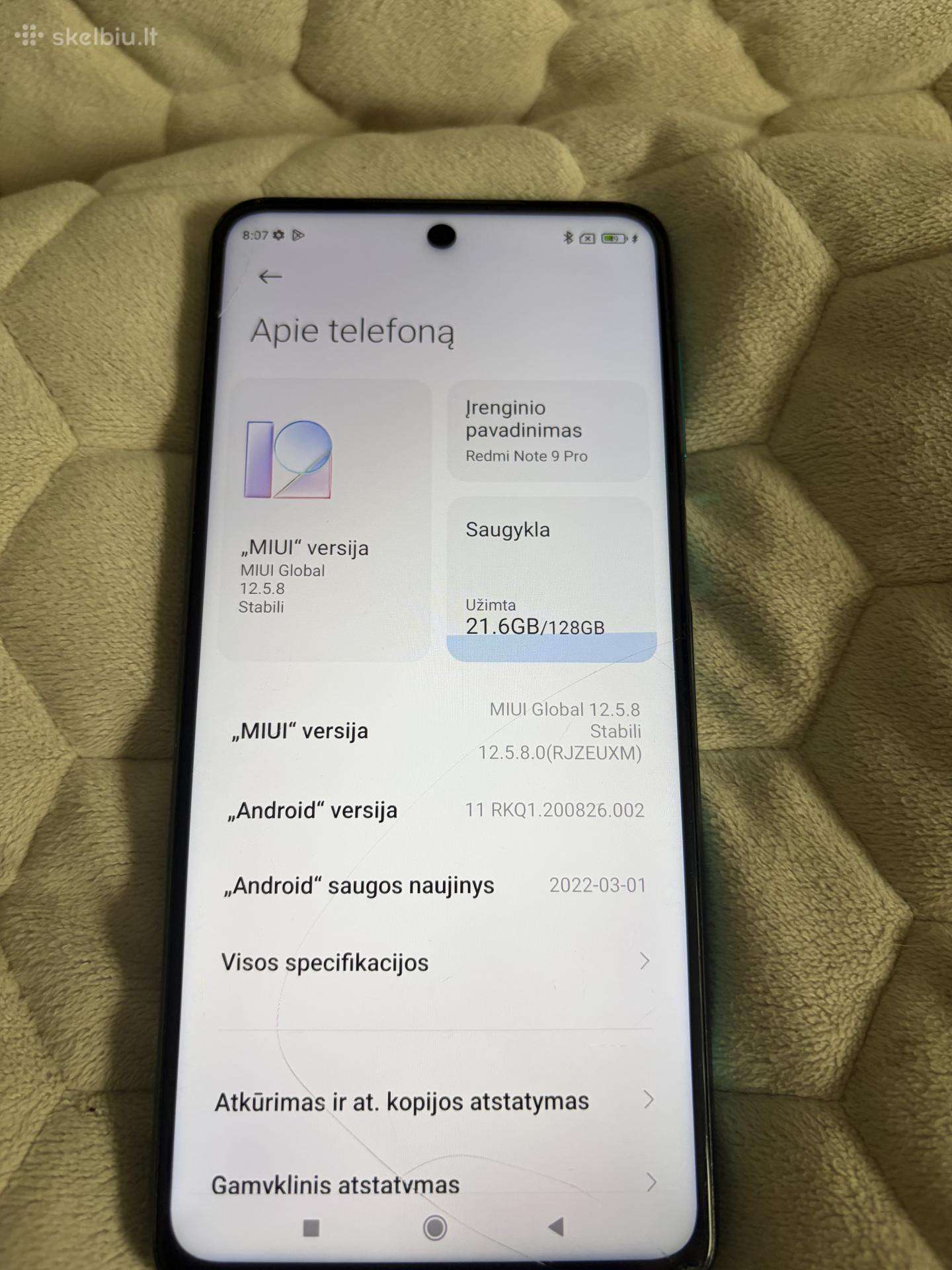 Naudoti xiaomi redmi note 9 pro