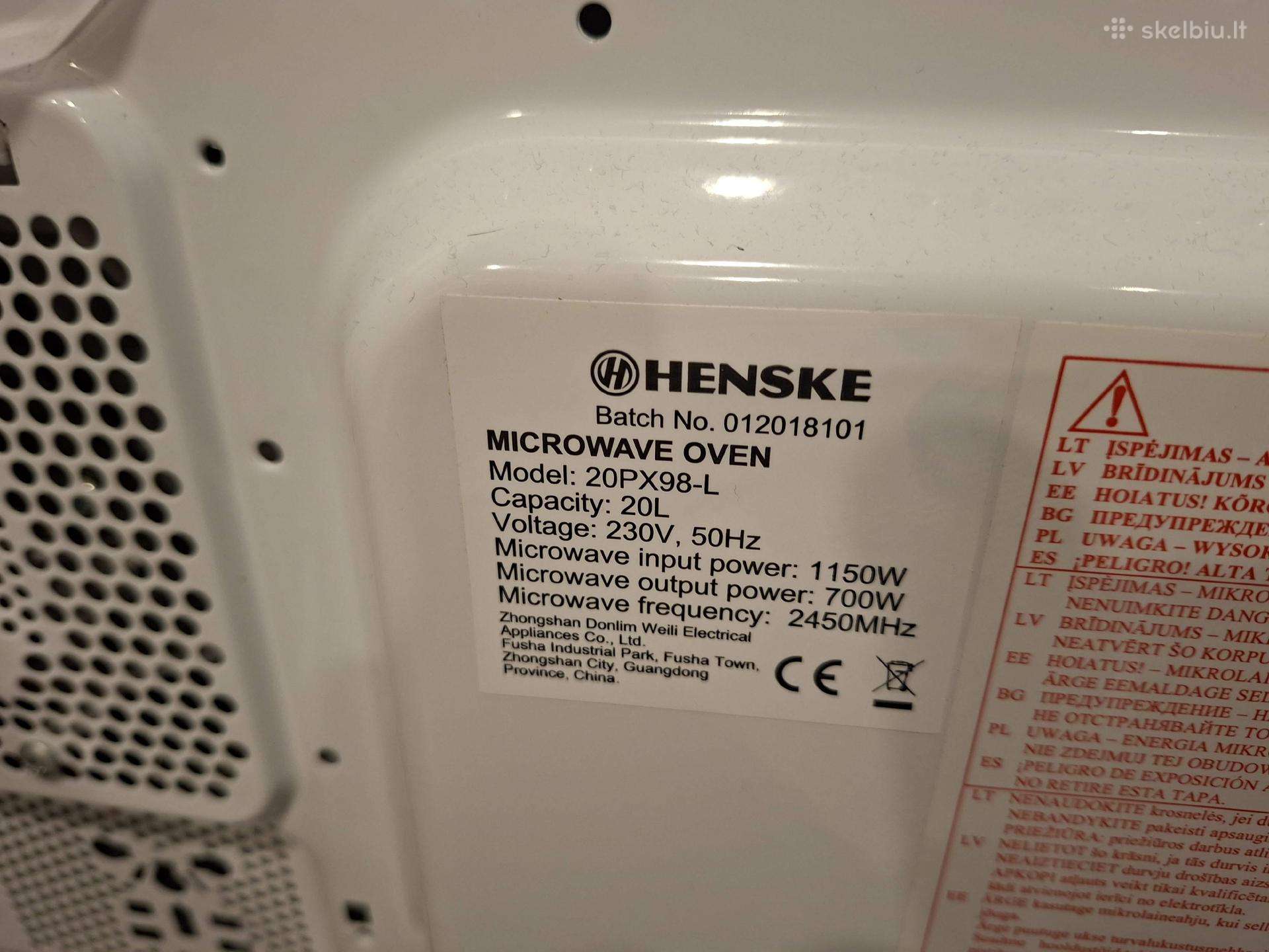 Henske mikrobangų krosnelė 20 l, 700 W