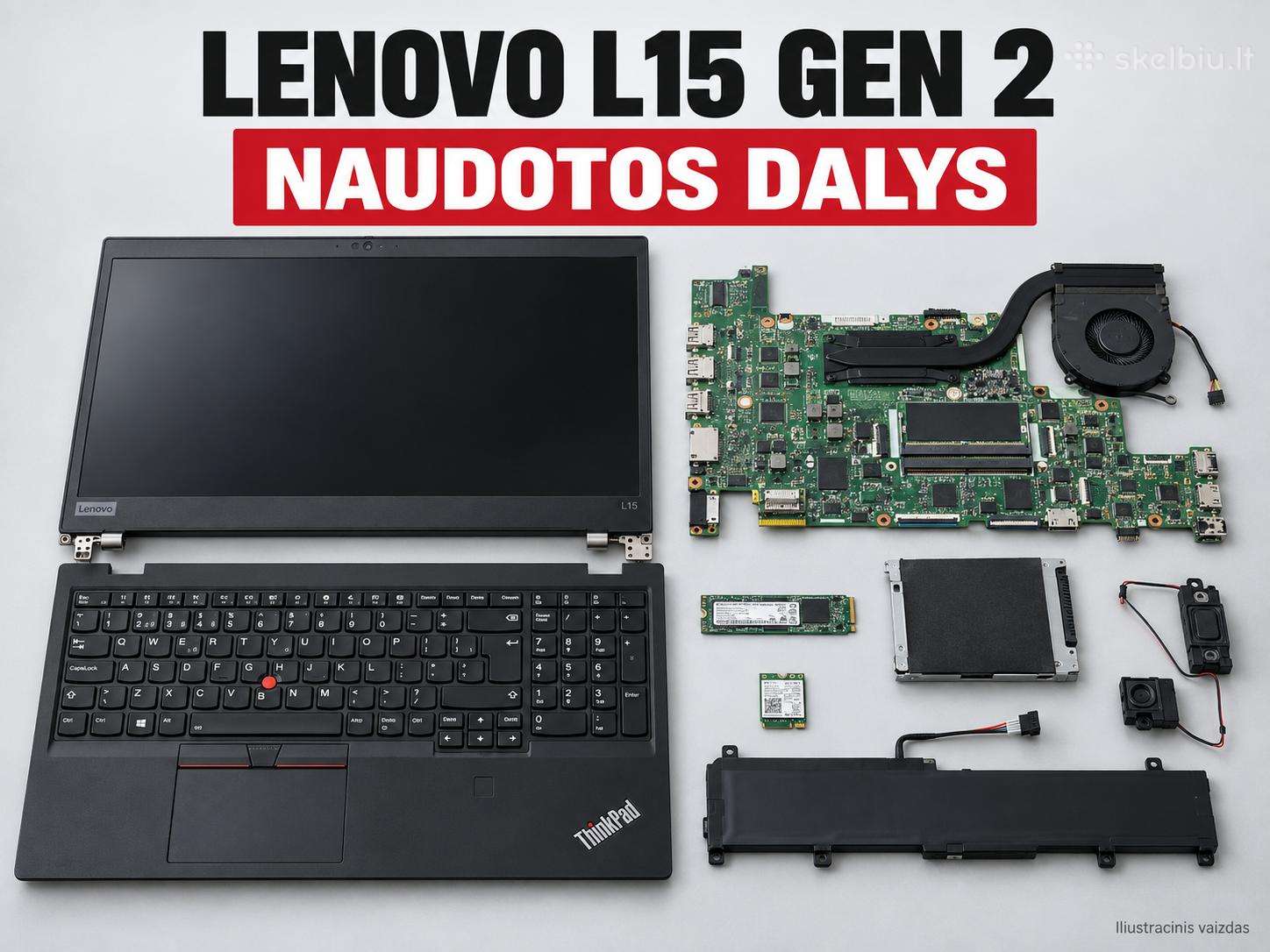 Naudotos Lenovo L15 Gen 2 kompiuterių dalys