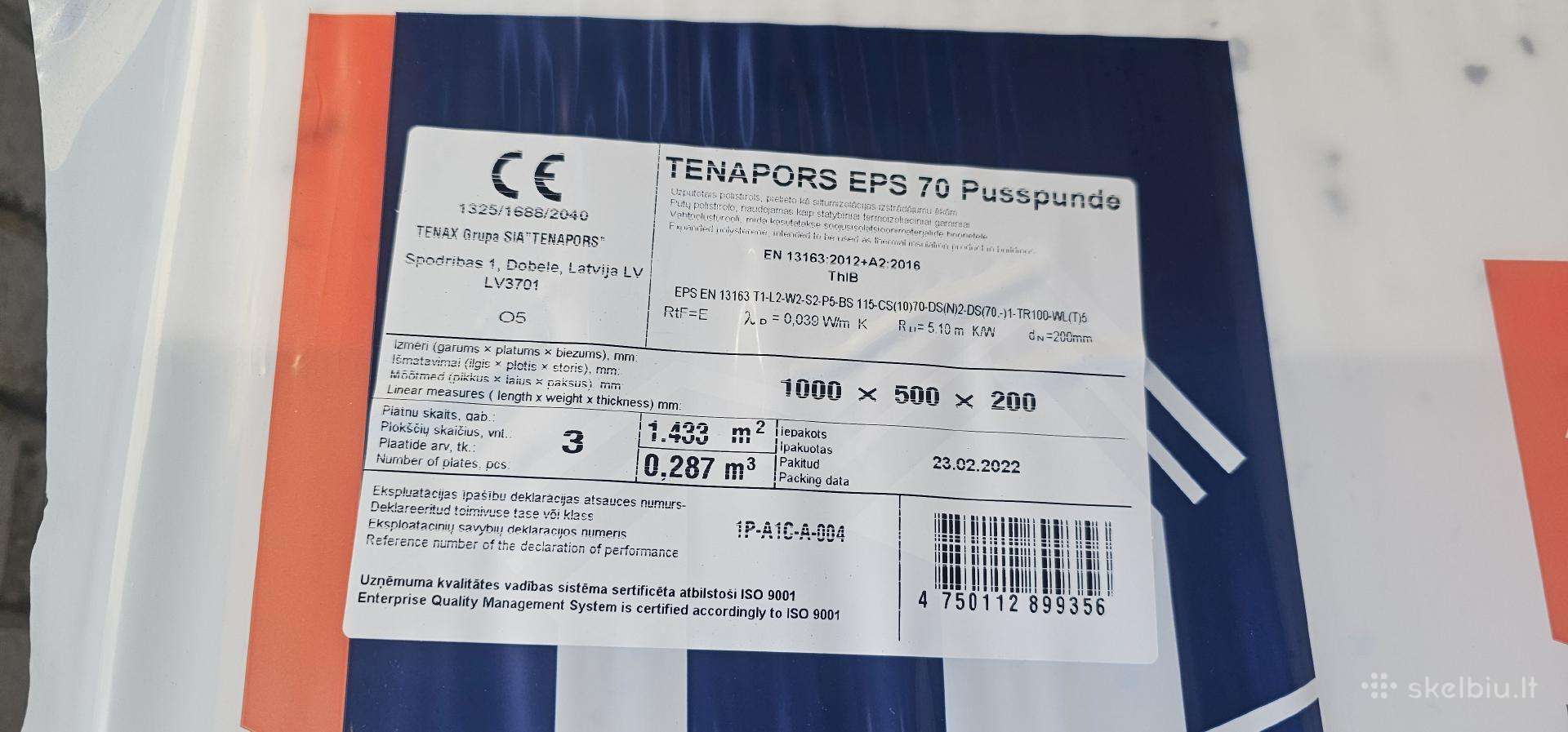 Putplastis Eps70, Eps100 ir kt likučiai,