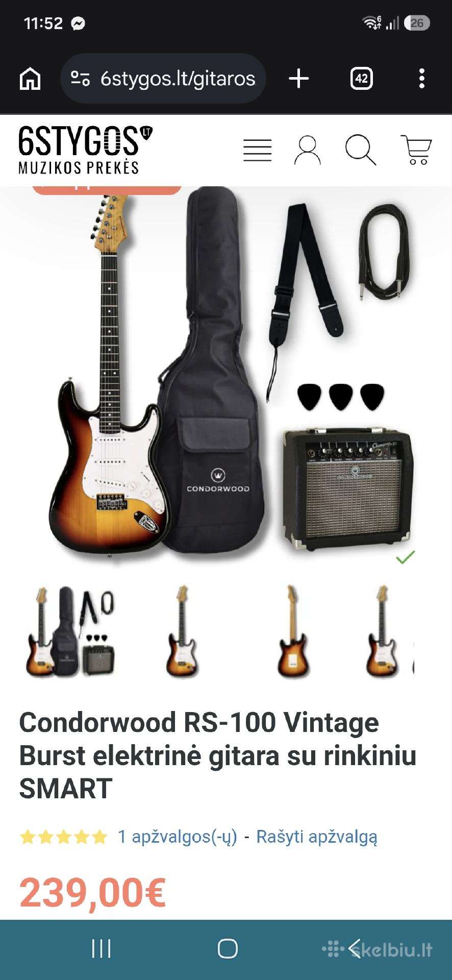 Condorwood RS-100 gitaros komplektas