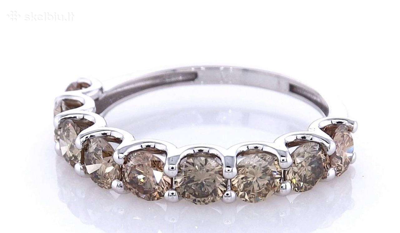 Balto aukso žiedas su devyniais deimantais 1.78 ct