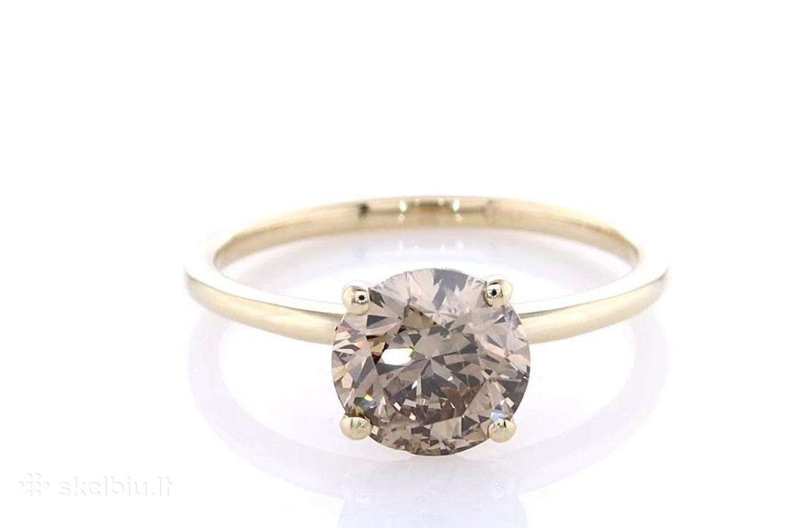 Prabangus geltono aukso žiedas su dideliu 1.51 ct