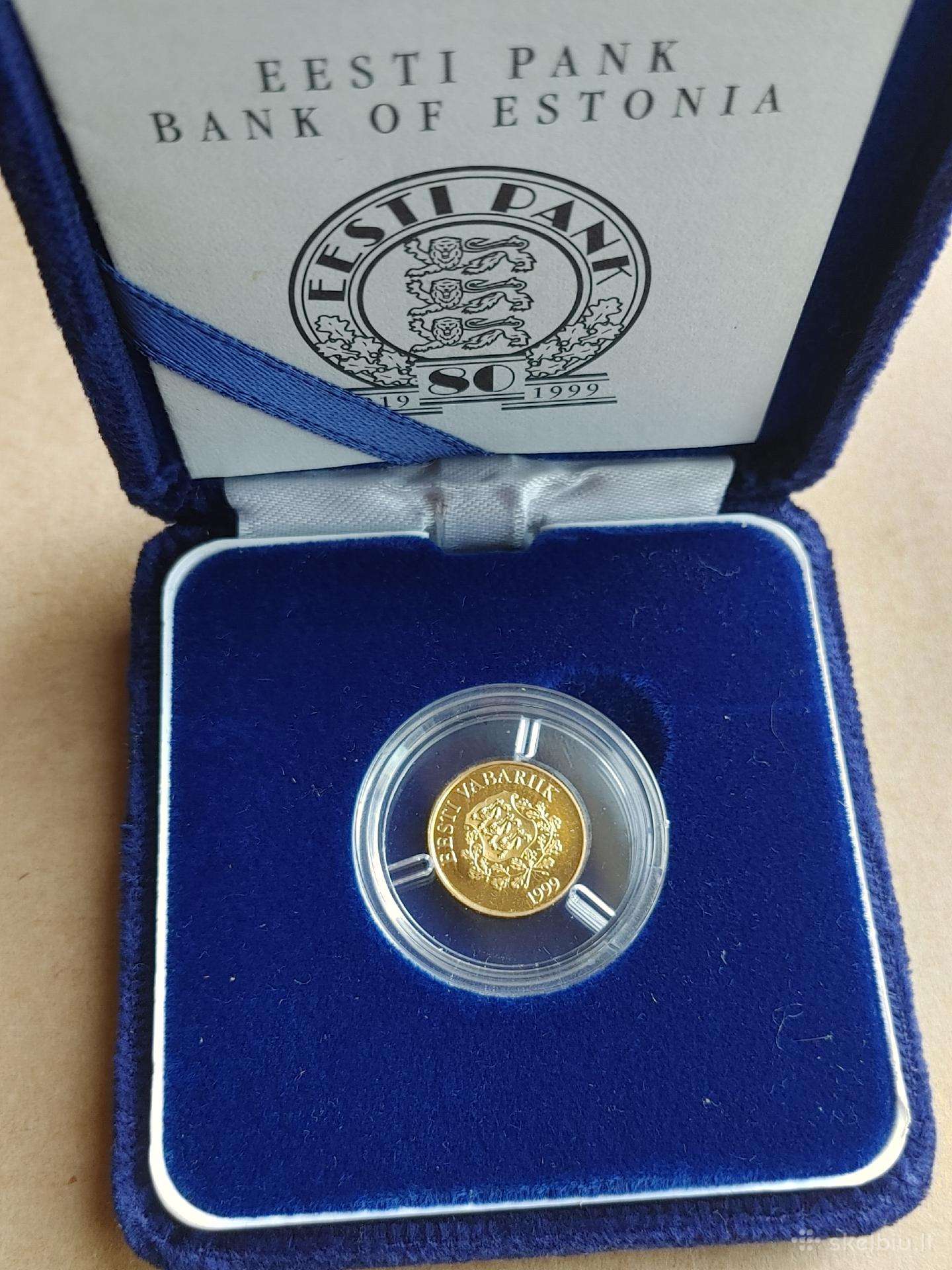 1999m Estija 15.65 kroon moneta - auksas