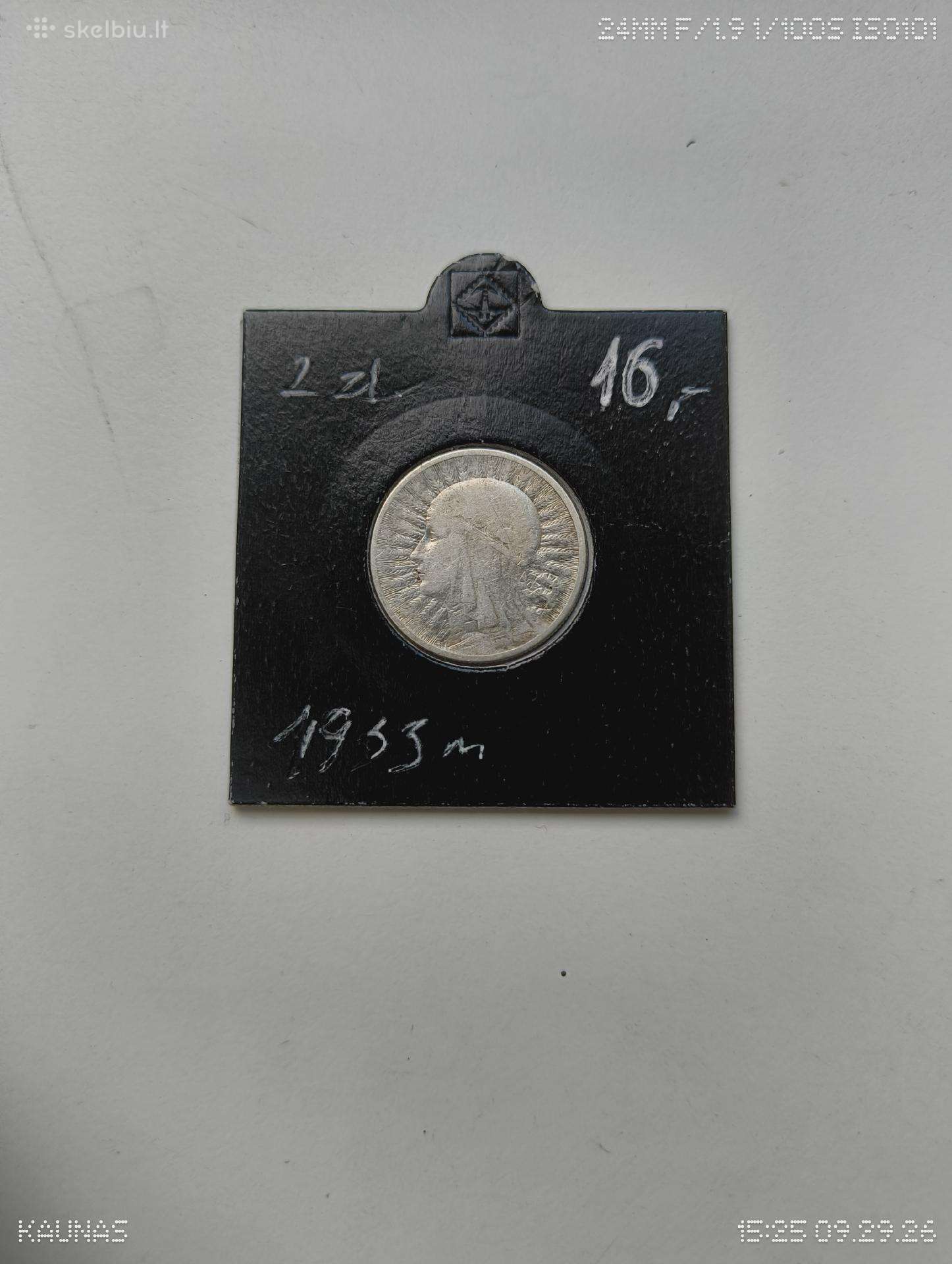 2 Zlotai 1933 m. Originalas Sidabrinė Žr Foto