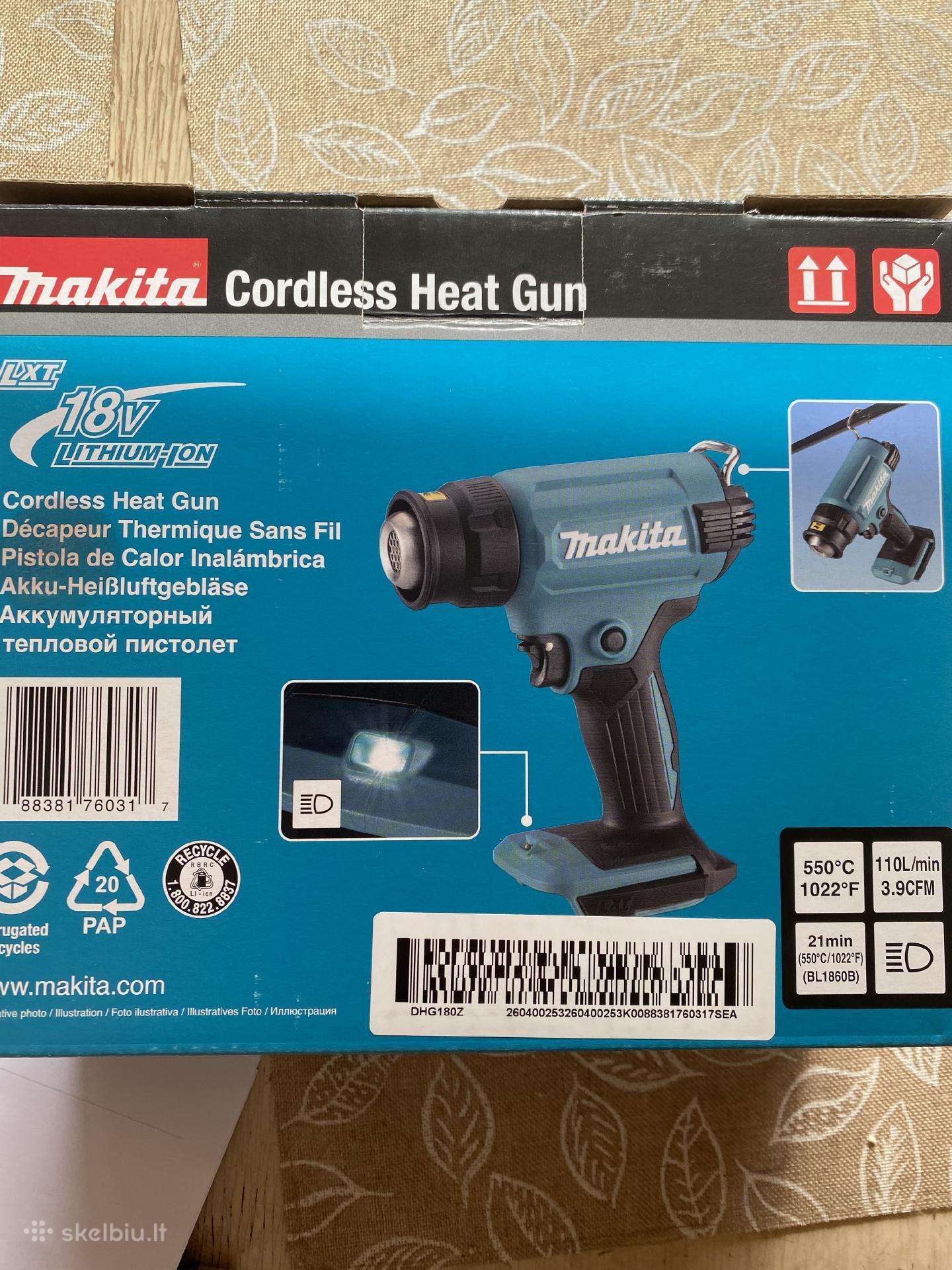 Orapūtė Makita Dhg180z, 18 V