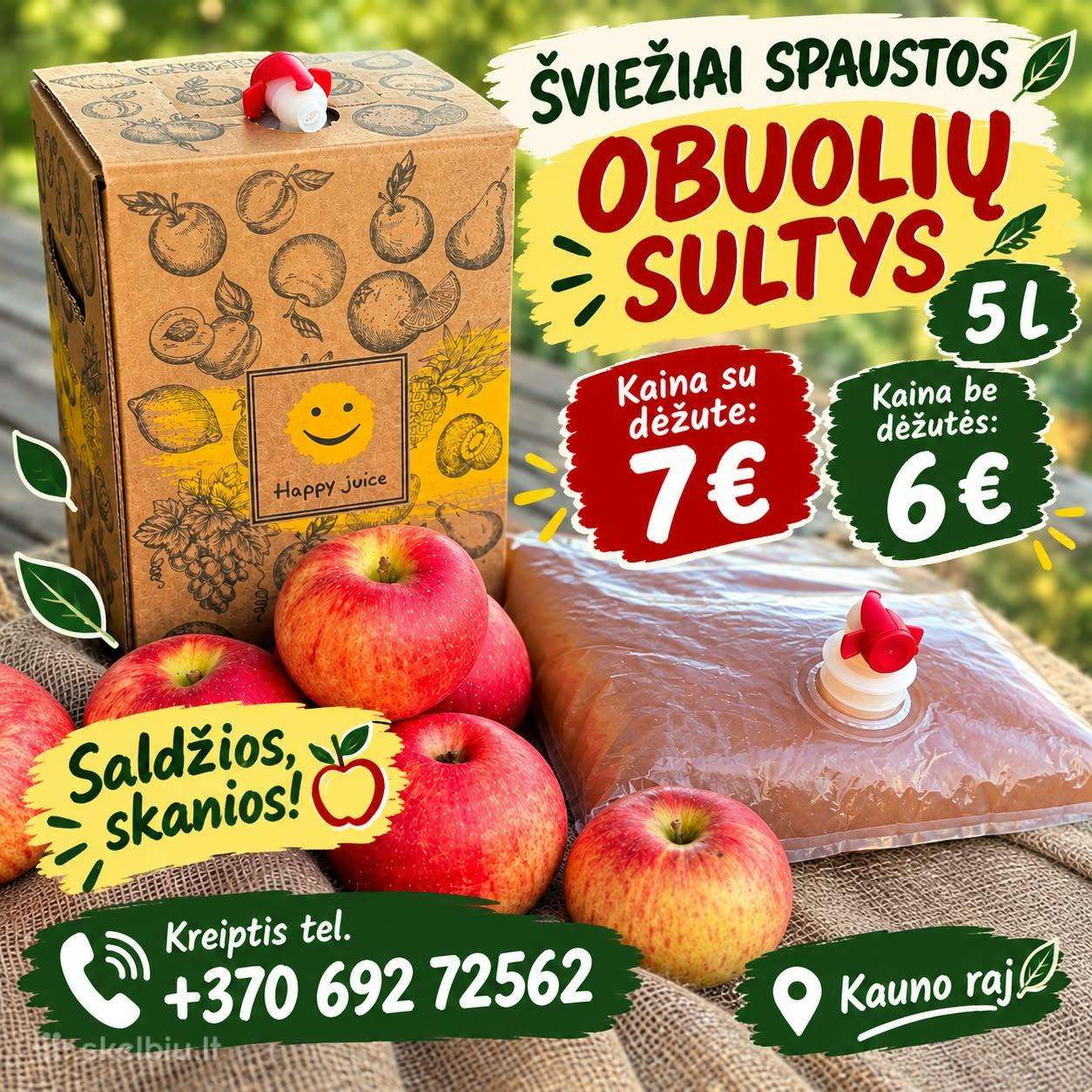 Šviežiai spaustos obuolių sultys