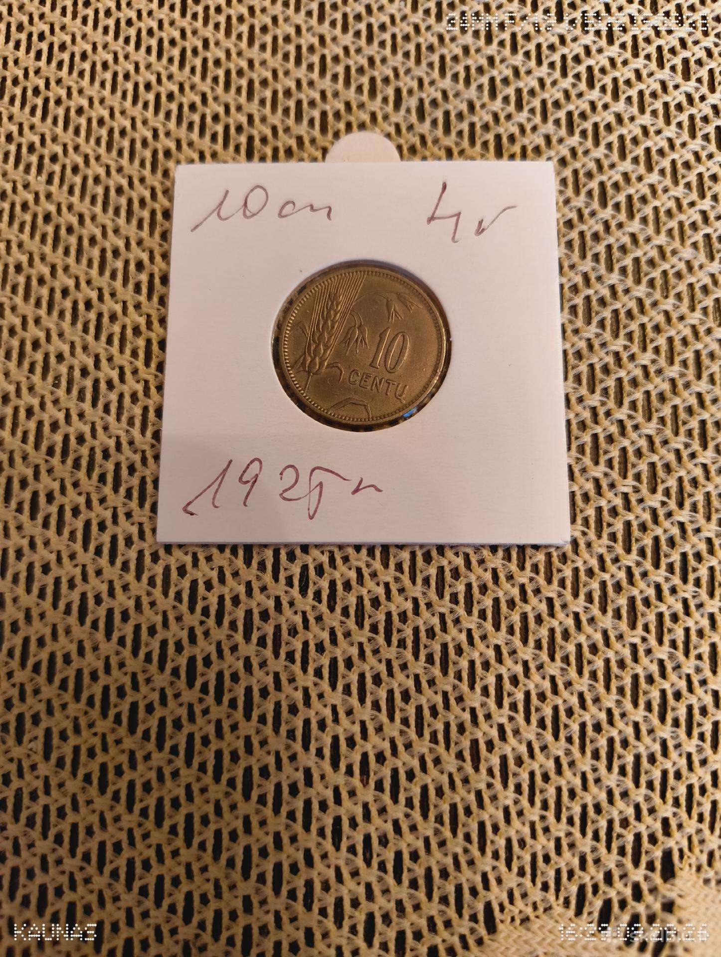 10 Centų I Kolekcija 1925 m. Originali - Apyvartin