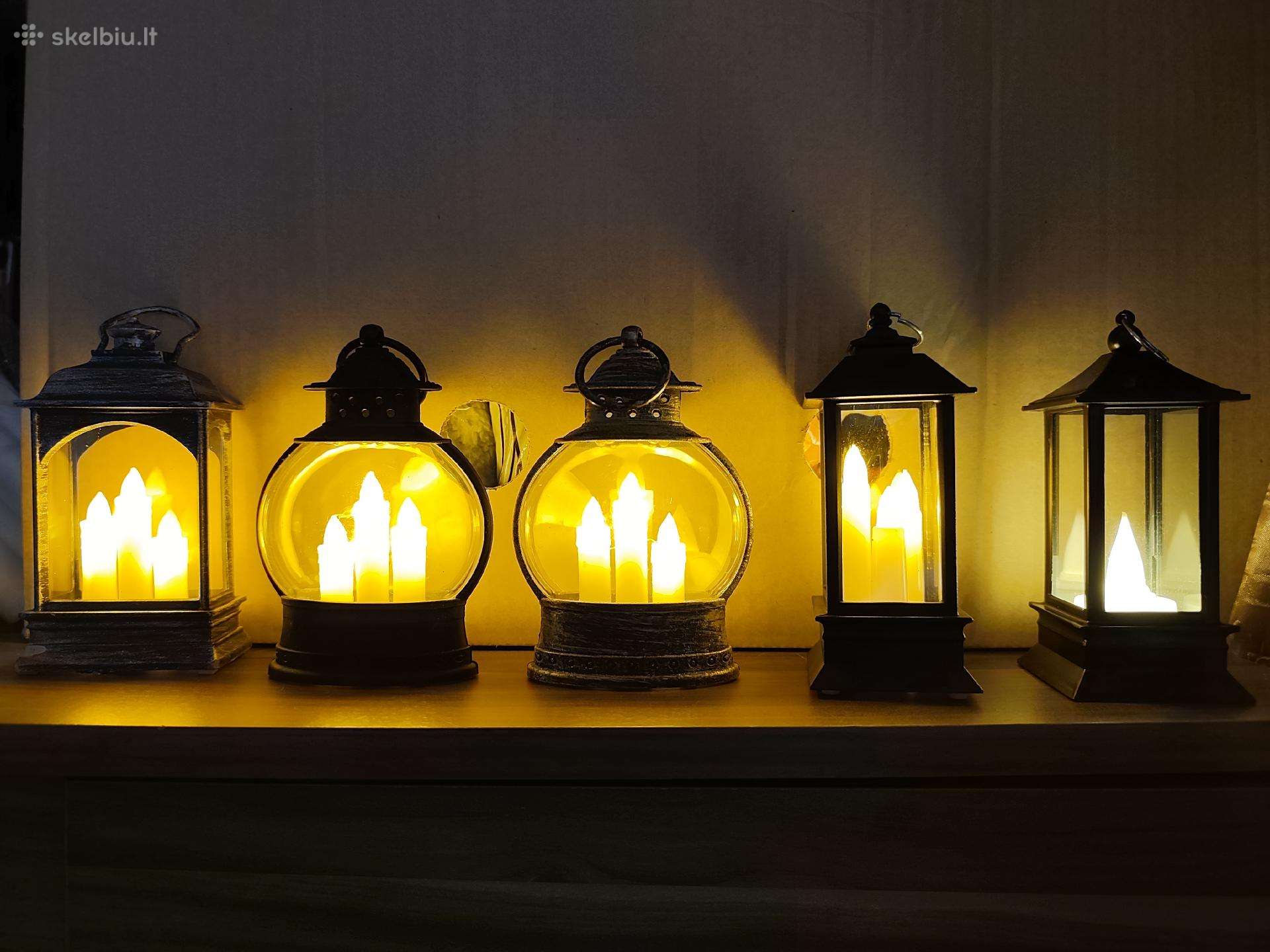 Mini dekoratyvinis LED žibintas su žvakių imitaci