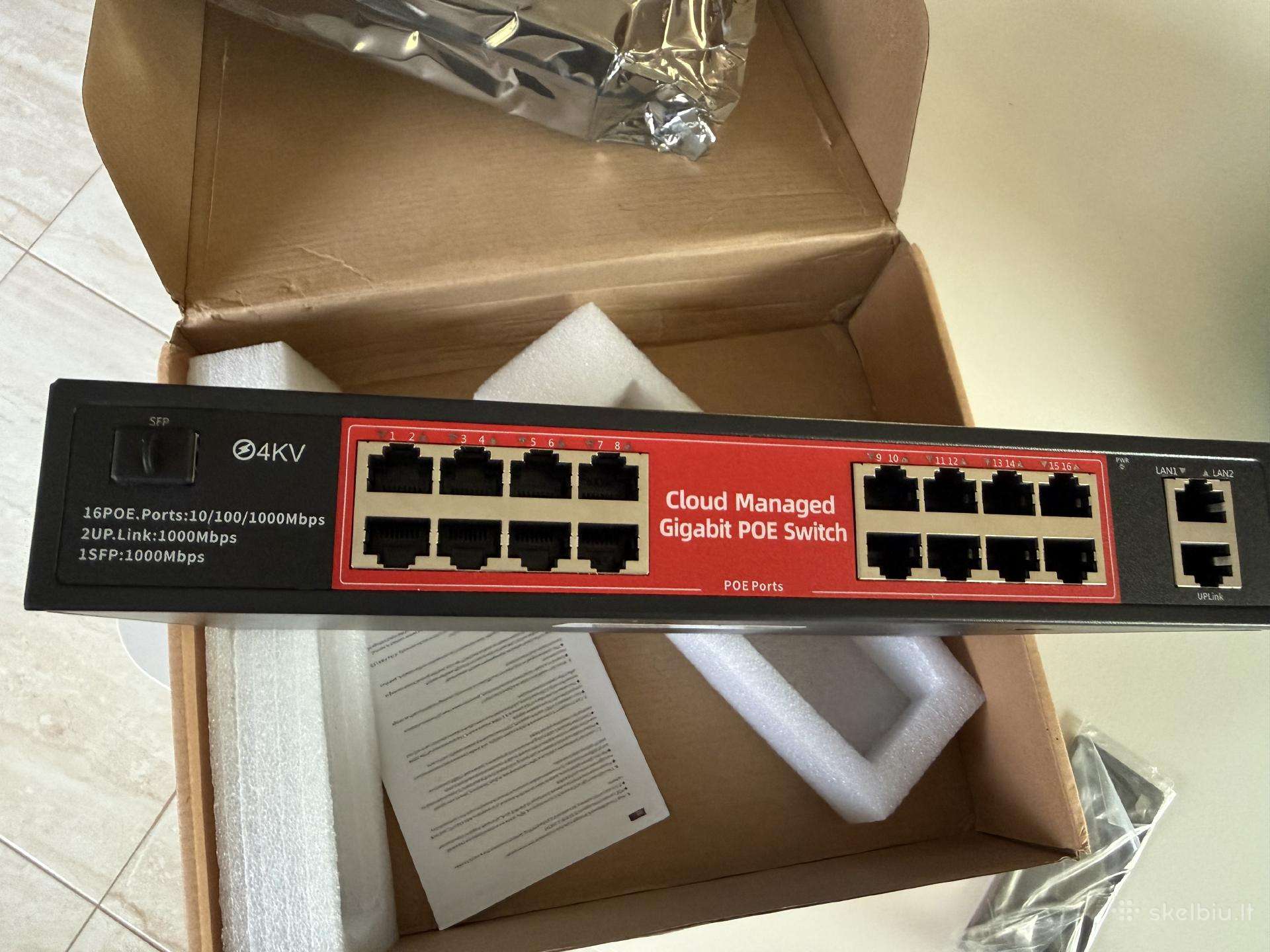 Naujas Gps316 16 portų Gigabit Poe+ switch 240w