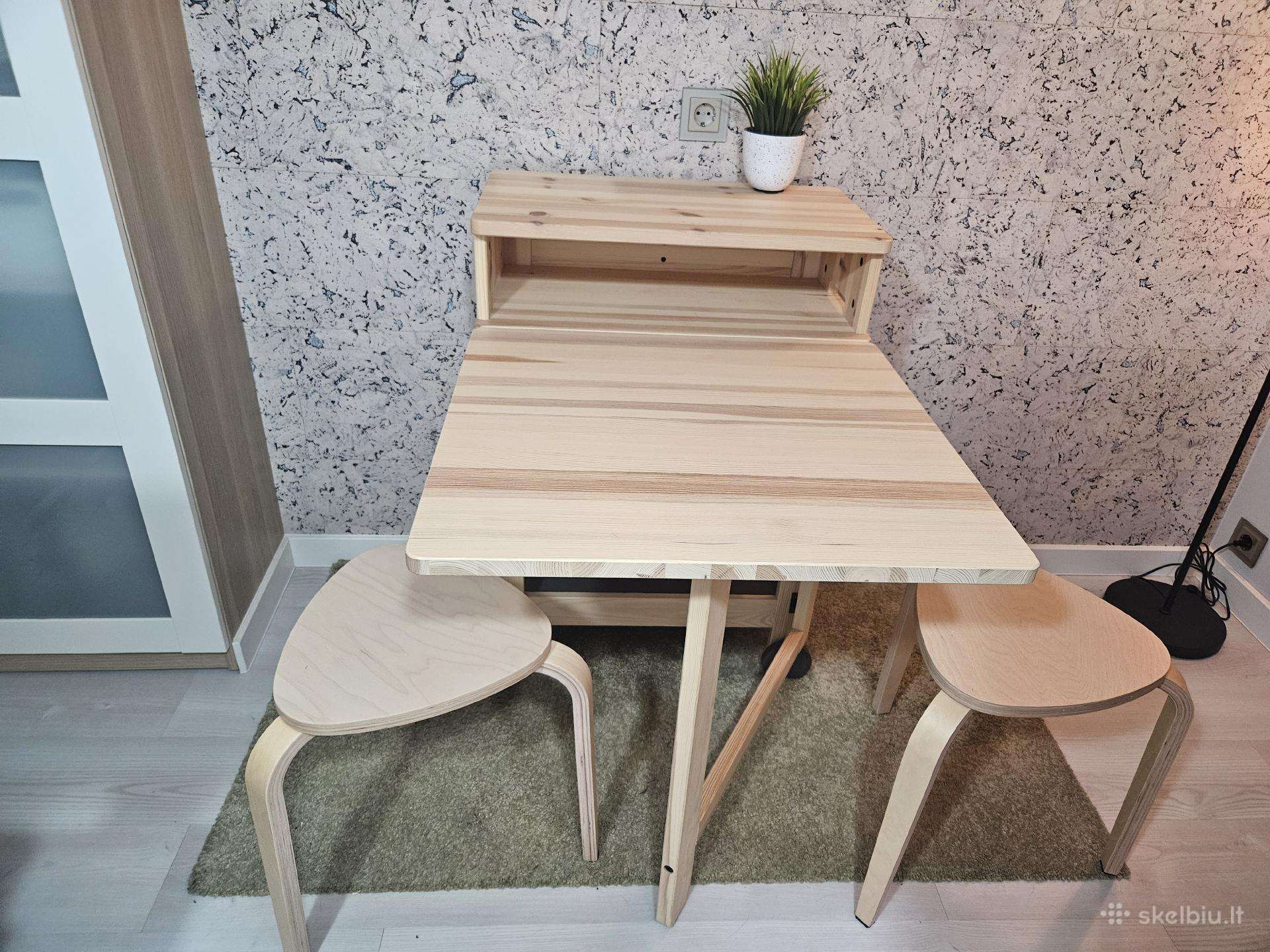 Ikea medinis stalas + Ikea medinės kėdės