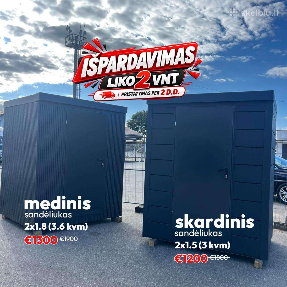 Skardiniai ir mediniai kiemo sandėliukai