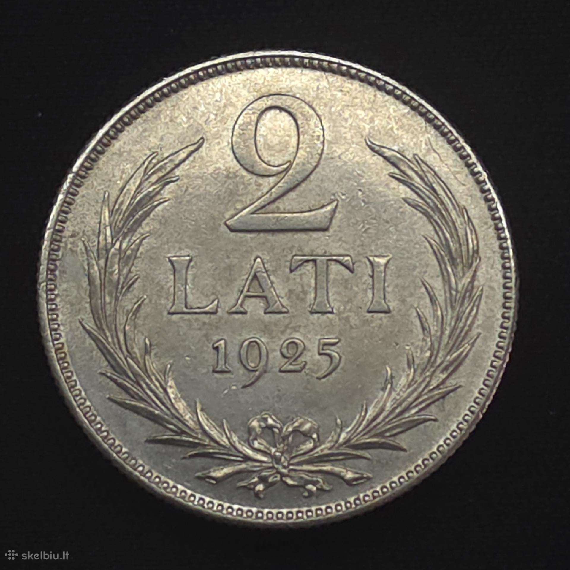 Sidabrinė moneta 2 lati 1925 m. (Latvija)