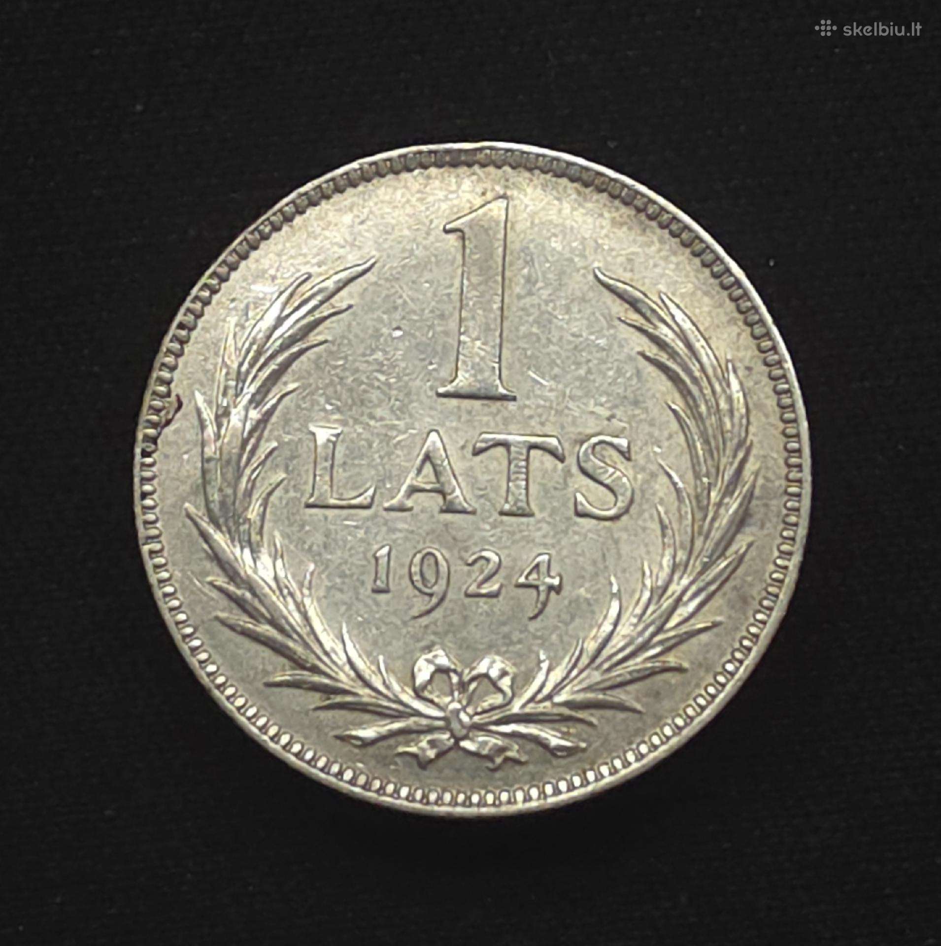 Sidabrinė moneta 1 lats 1924 m. (Latvija)