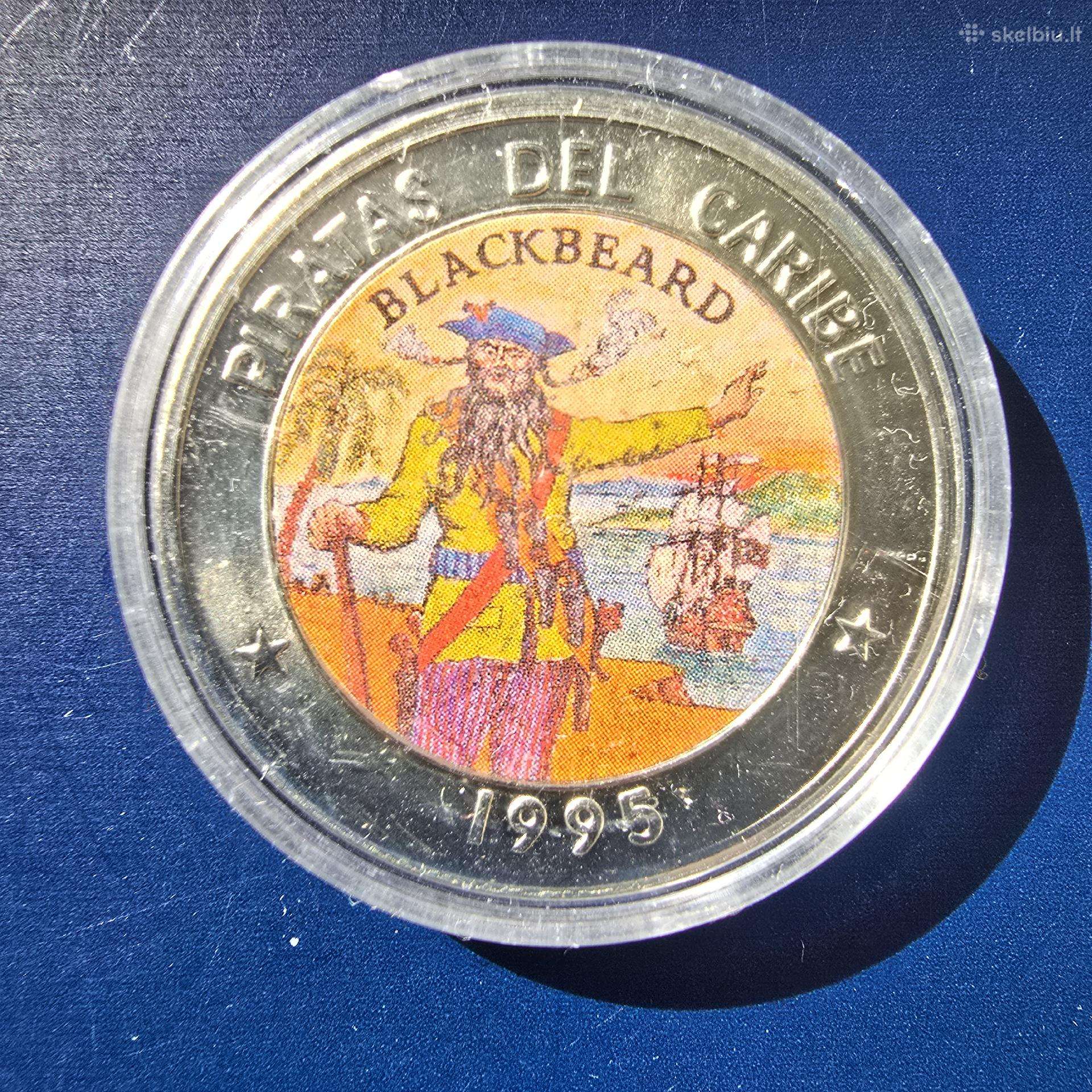 Kuba 1995 1 peso Cu-ni Karibų piratai Blackbeard
