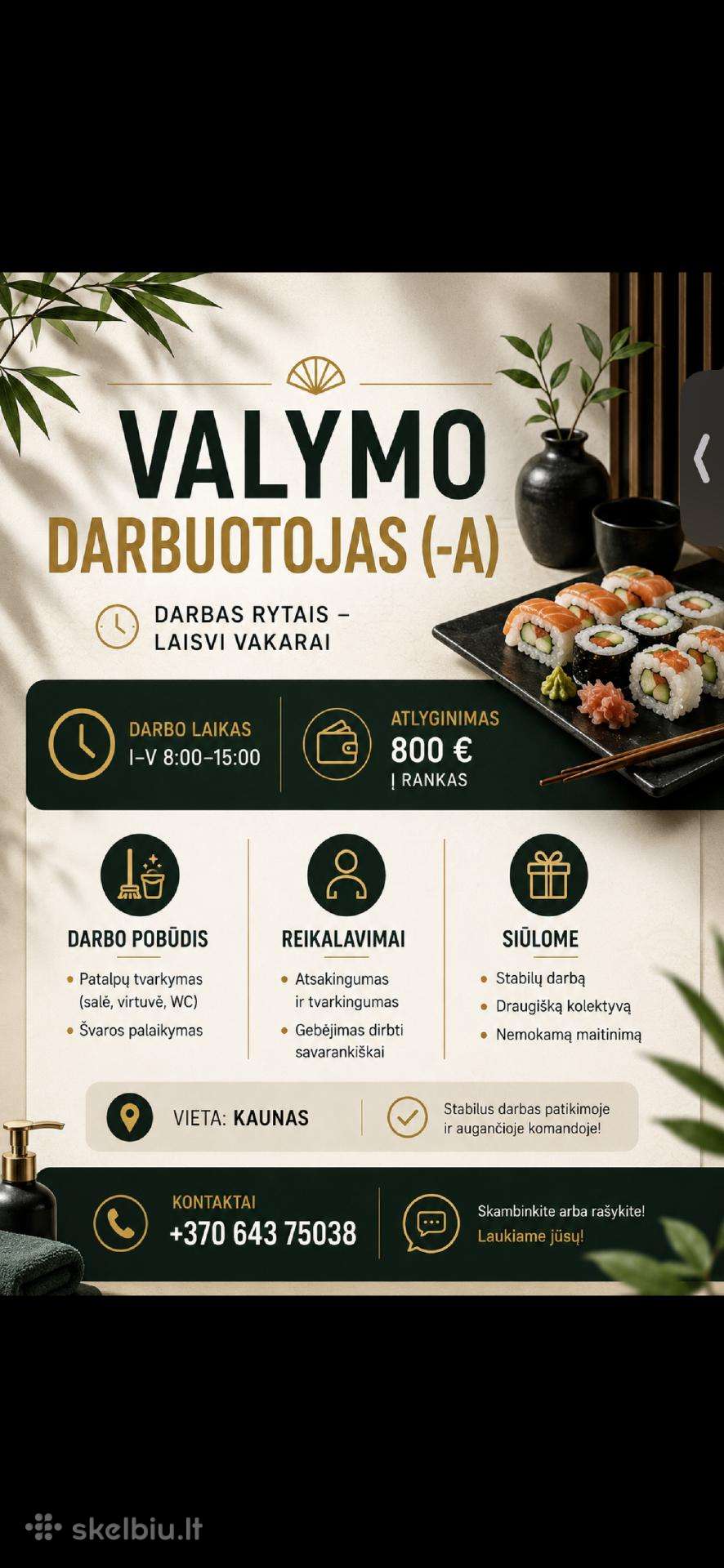 Ieškome valytojos-(o) restorane šilainiuose.
