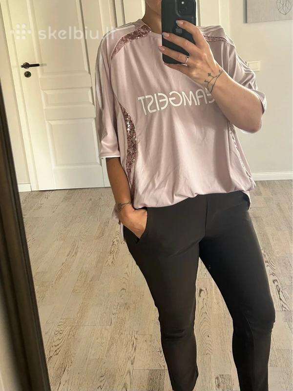 Adidas oversize marškinėliai su blizgučiais