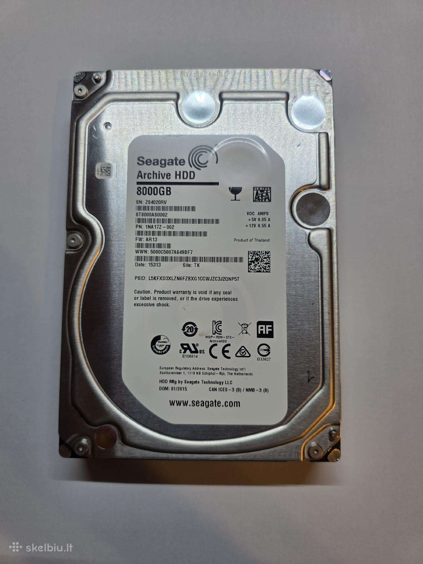 Seagate 8tb sata 3.5in HDD 100%, keičiu