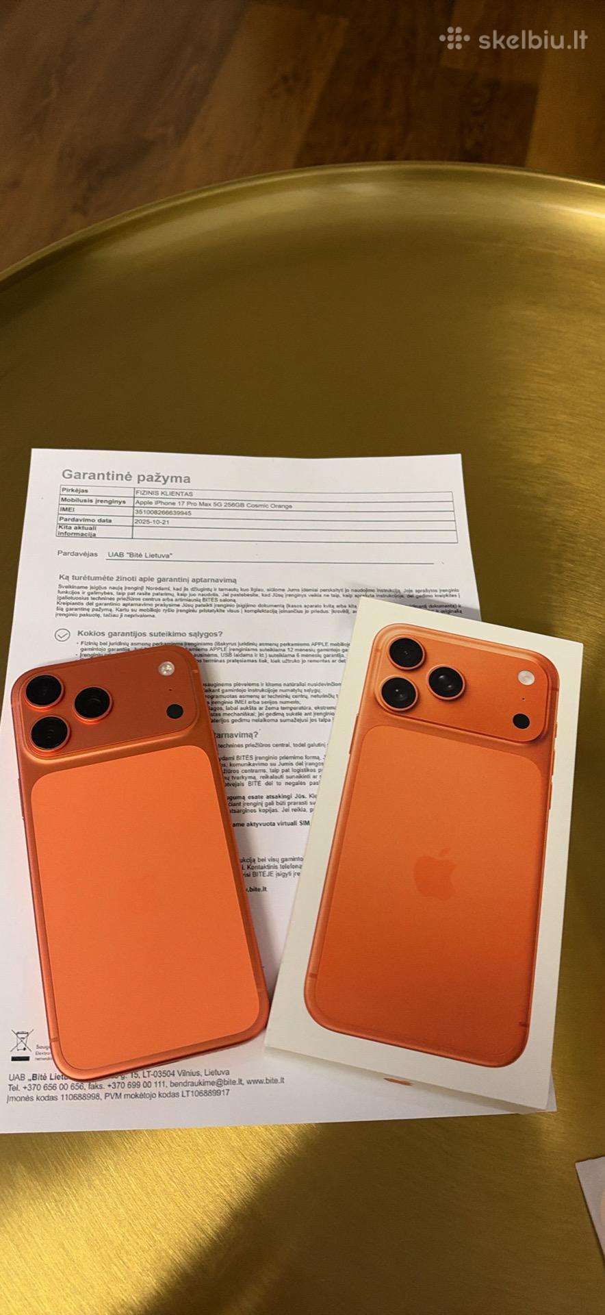 Parduodamas iPhone 17 Pro Max 256 GB