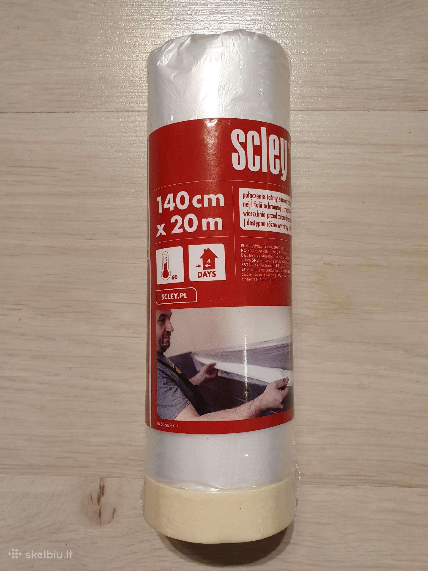 Scley plėvelė su dažymo juosta 140cm x 20m Nauja