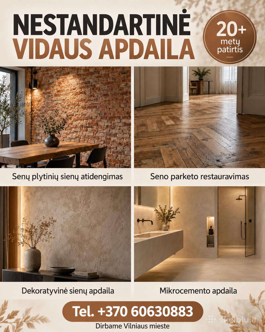 Vidaus Apdailos Darbai – 20+ Metų Patirtis