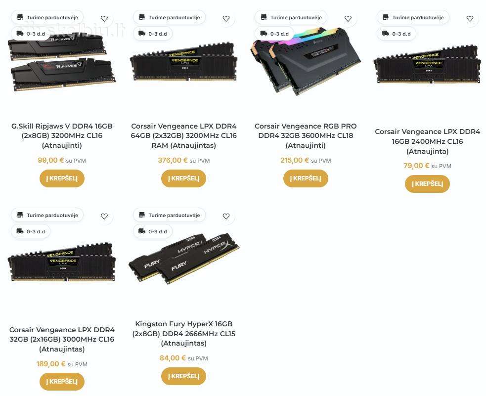 Ddr4 RAM Corsair / G.skill / Kingston 16-32-64gb