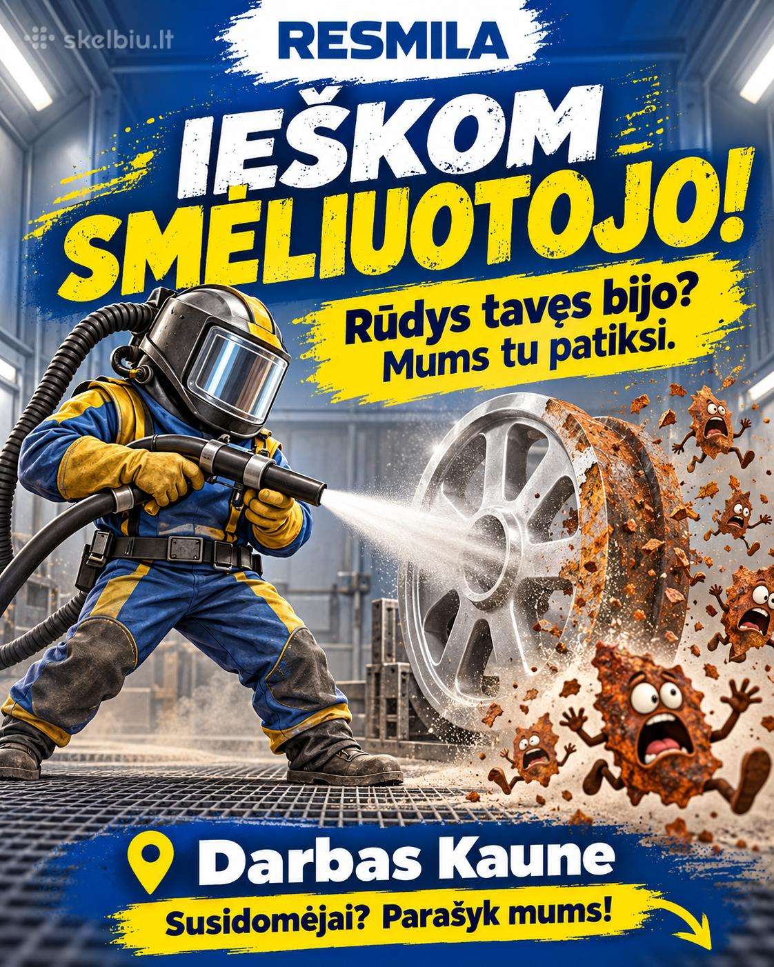 Kaune ieško smėliuotojo–šratuotojo!