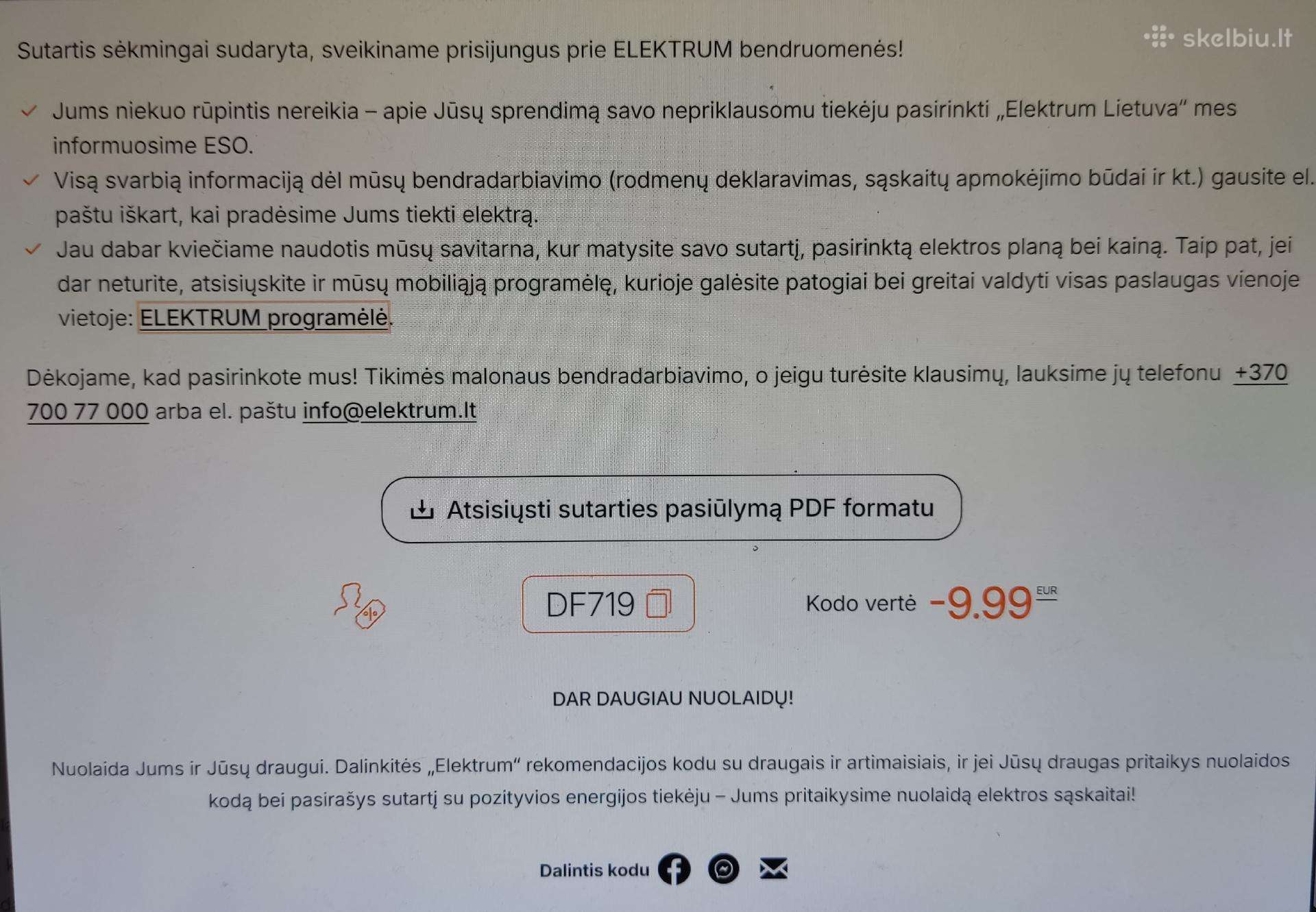 Elektrum 9,99 Eur nuolaidos kodas