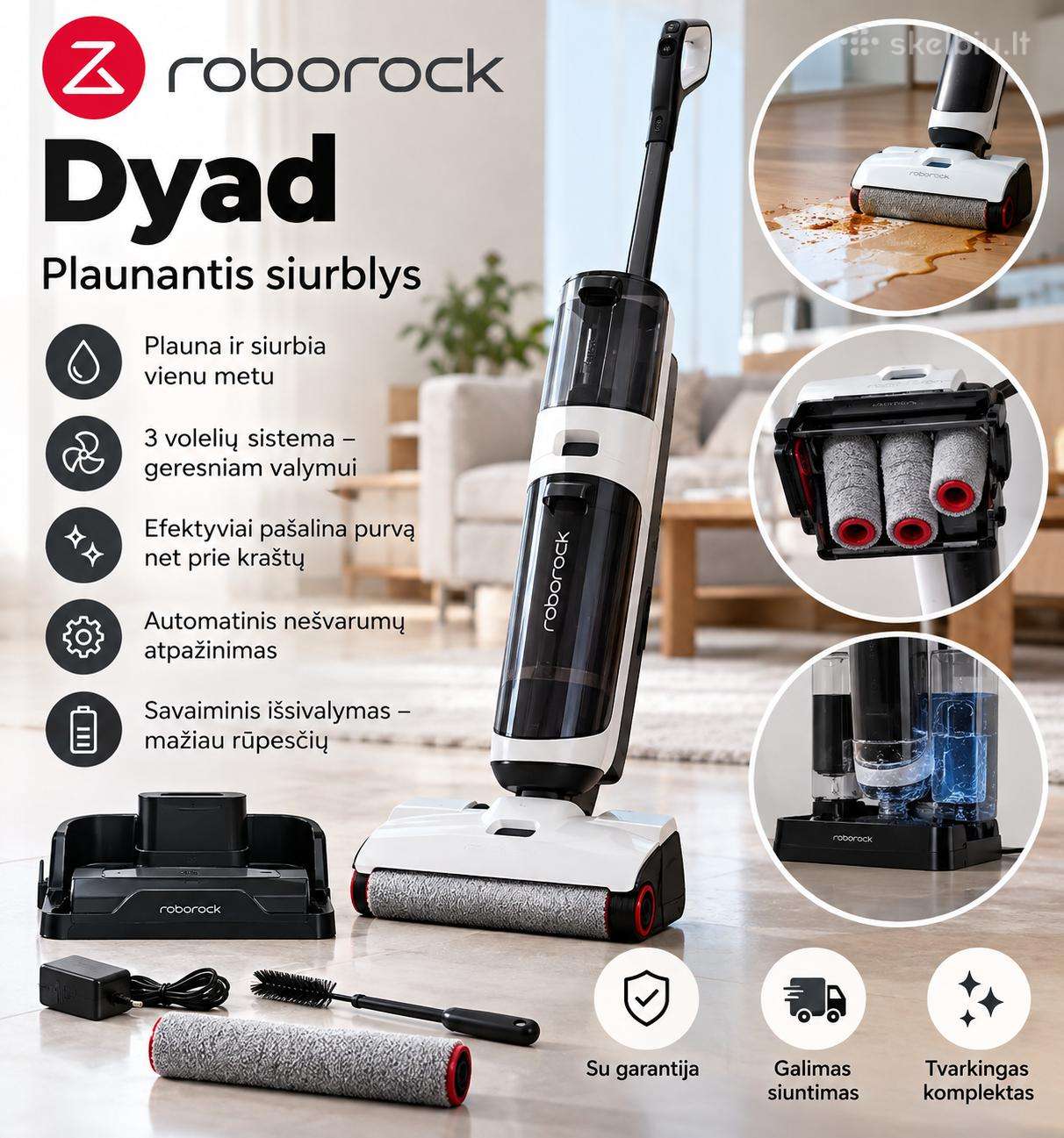 Plaunantis siurblys - šluota Roborock Dyad