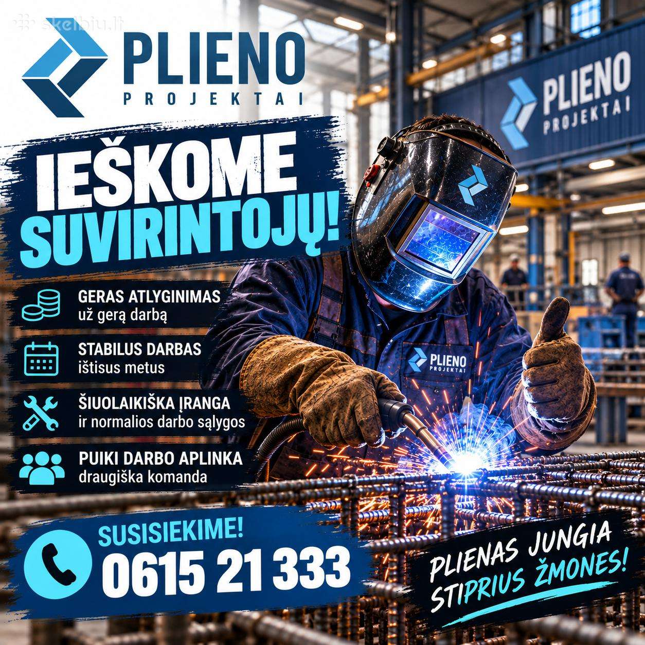Armaturos cechas ieško suvirintojo