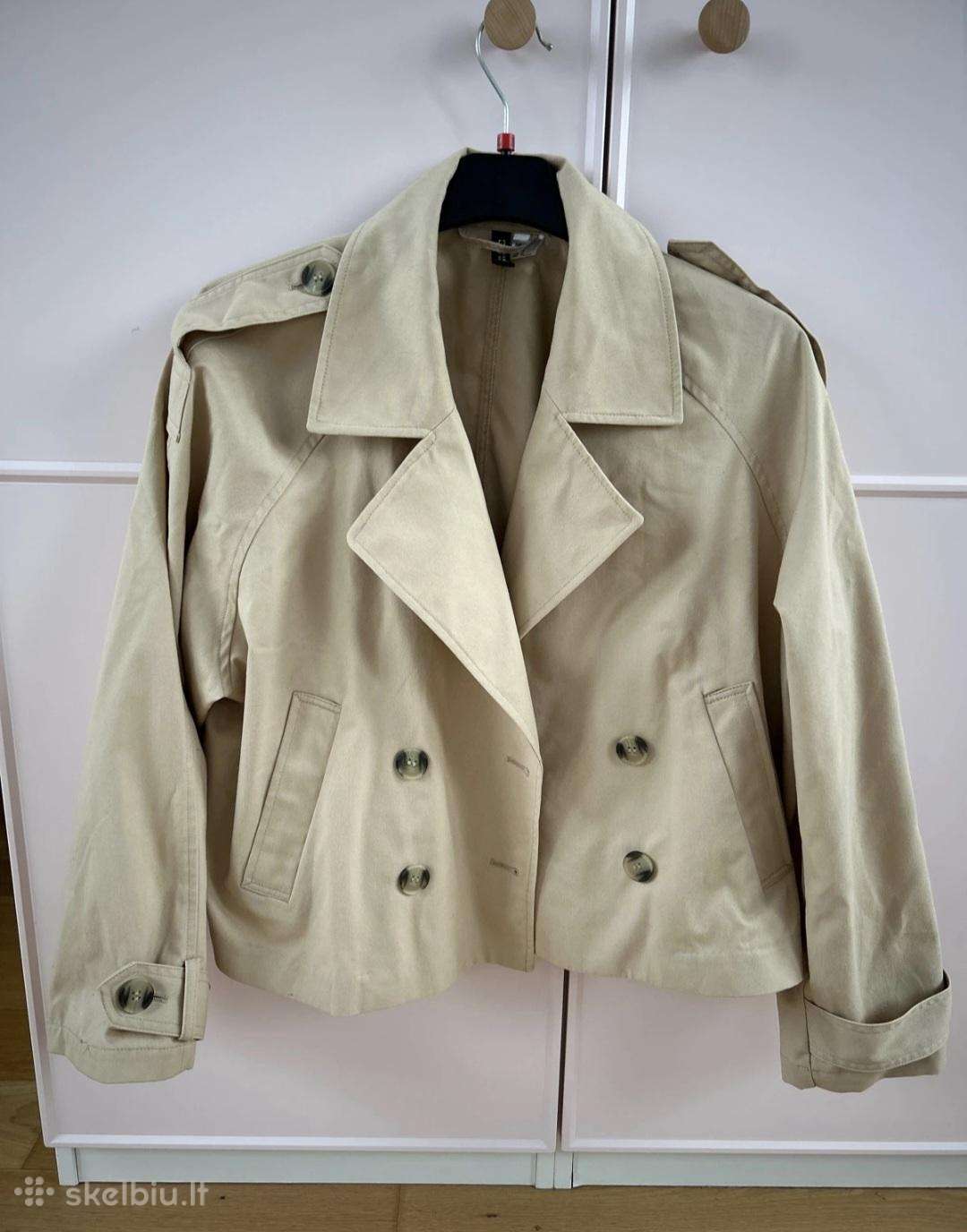 H&m trumpas trench stiliaus švarke