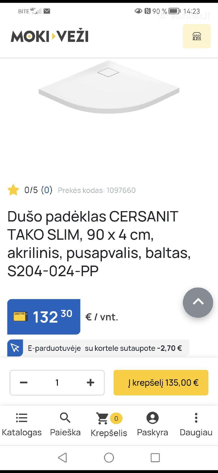 Parduodu naują dušo padėklą Cersanit.