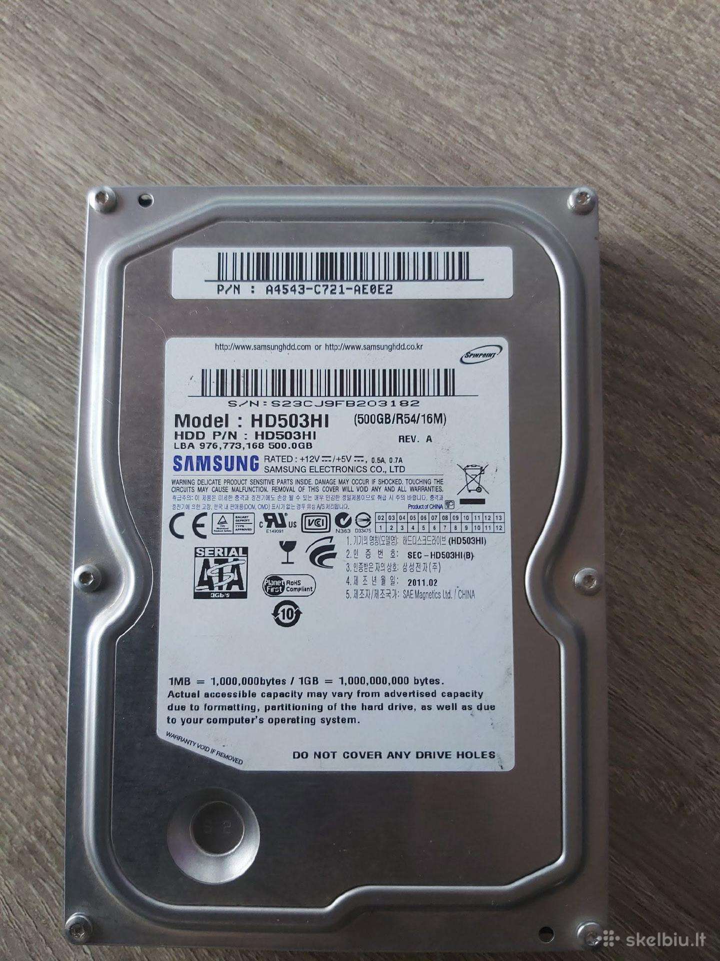 Parduodamas naudotas HDD diskas 500gb 3.5col sata