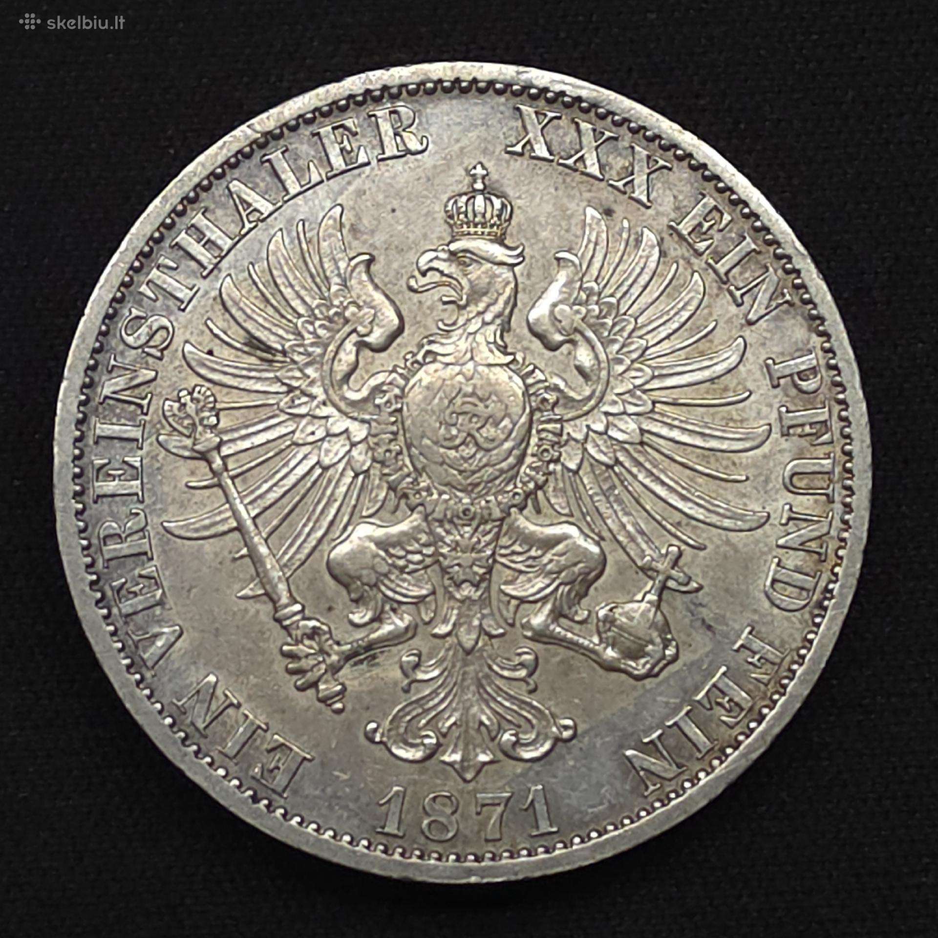 Sidabrinė moneta 1 Taleris 1871 A Siegestaler