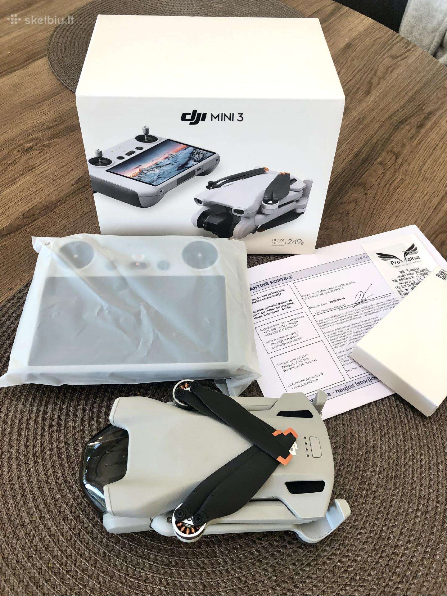 Dji Mini 3 su RC pulteliu+garantija