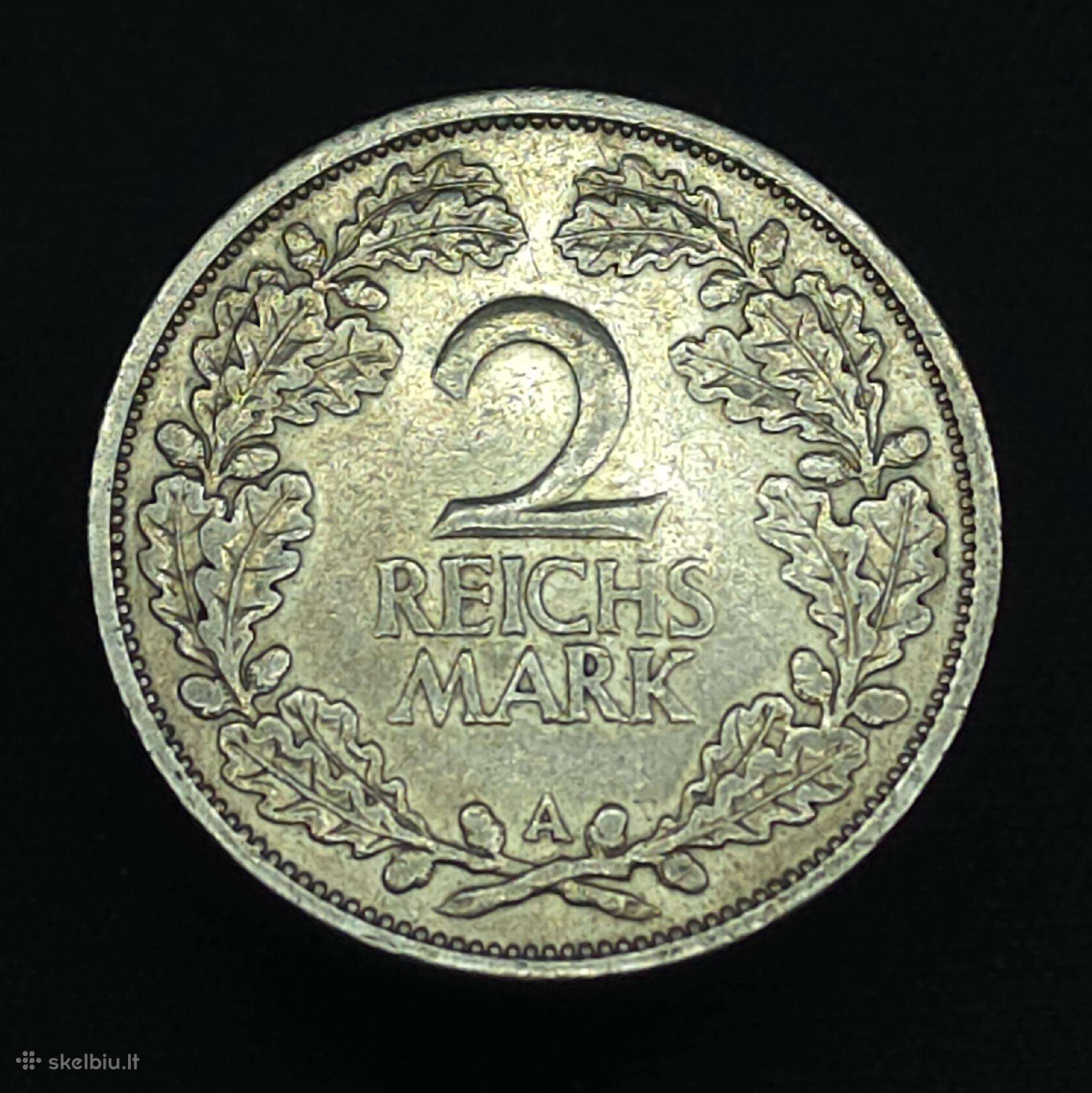 Sidabrinė moneta 2 Reichsmarkės 1926 A Veimaras
