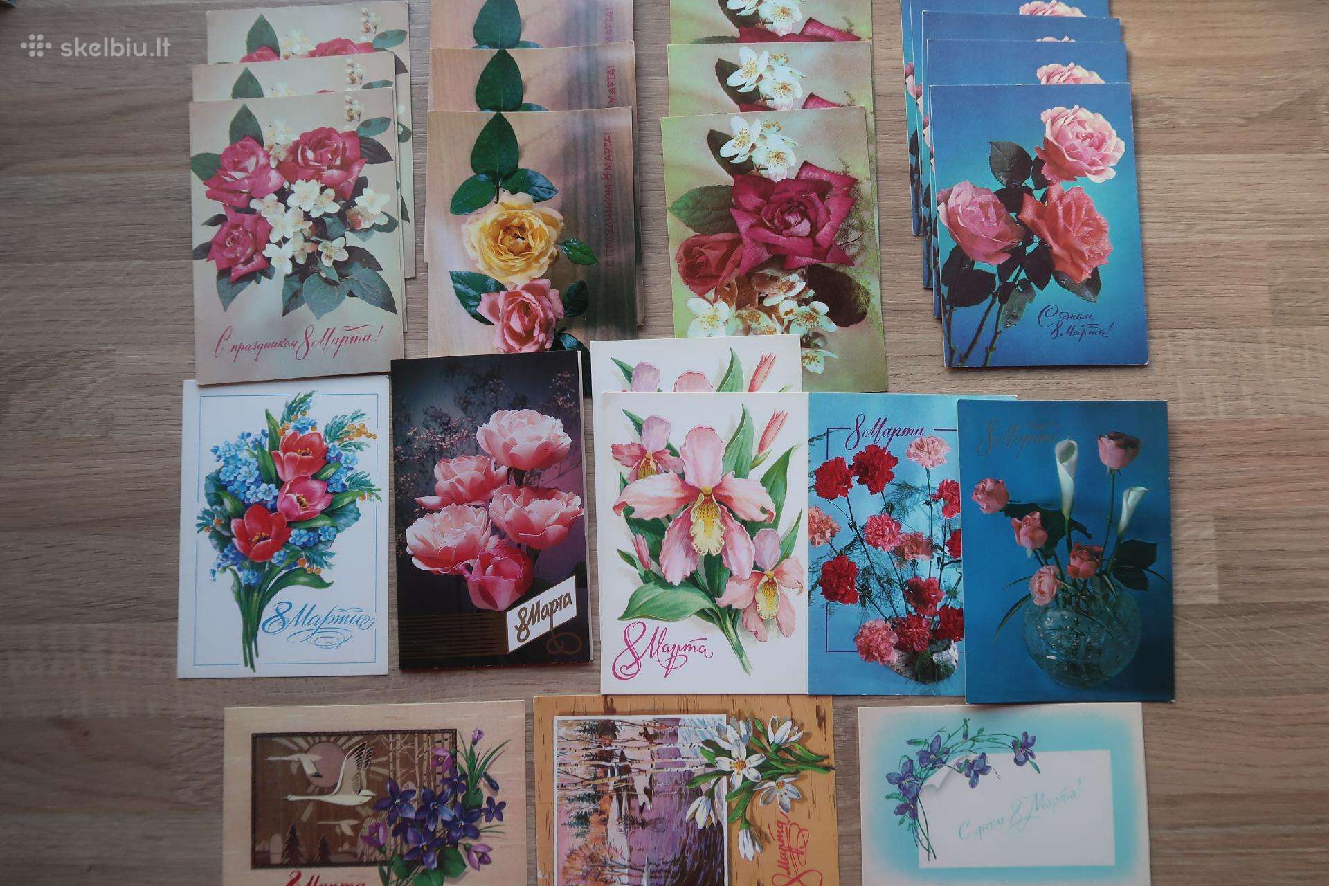 Vintage postcards, tarybiniai atvirukai su kovo 8d