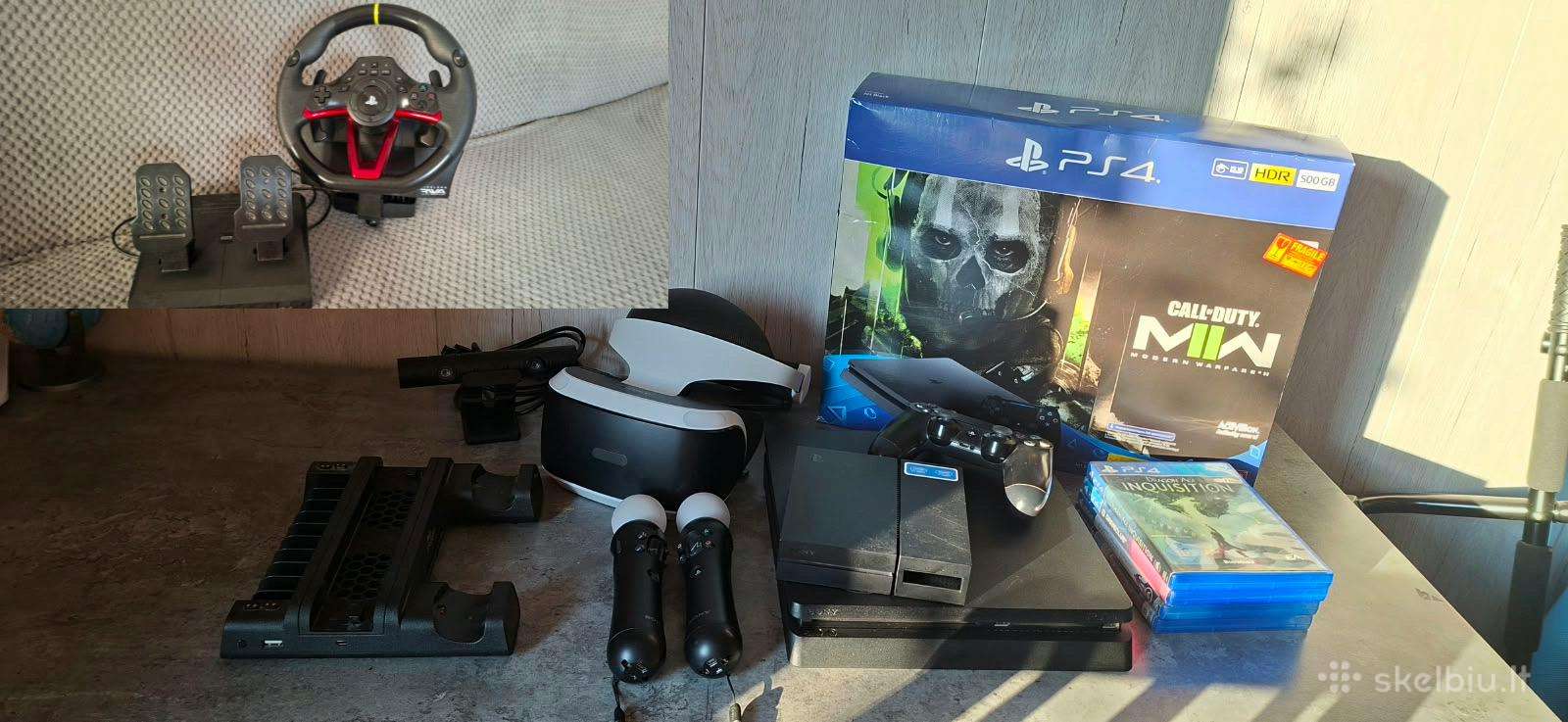 Ps4 Slim + Vr komplektas + Vairas ir pedalai!