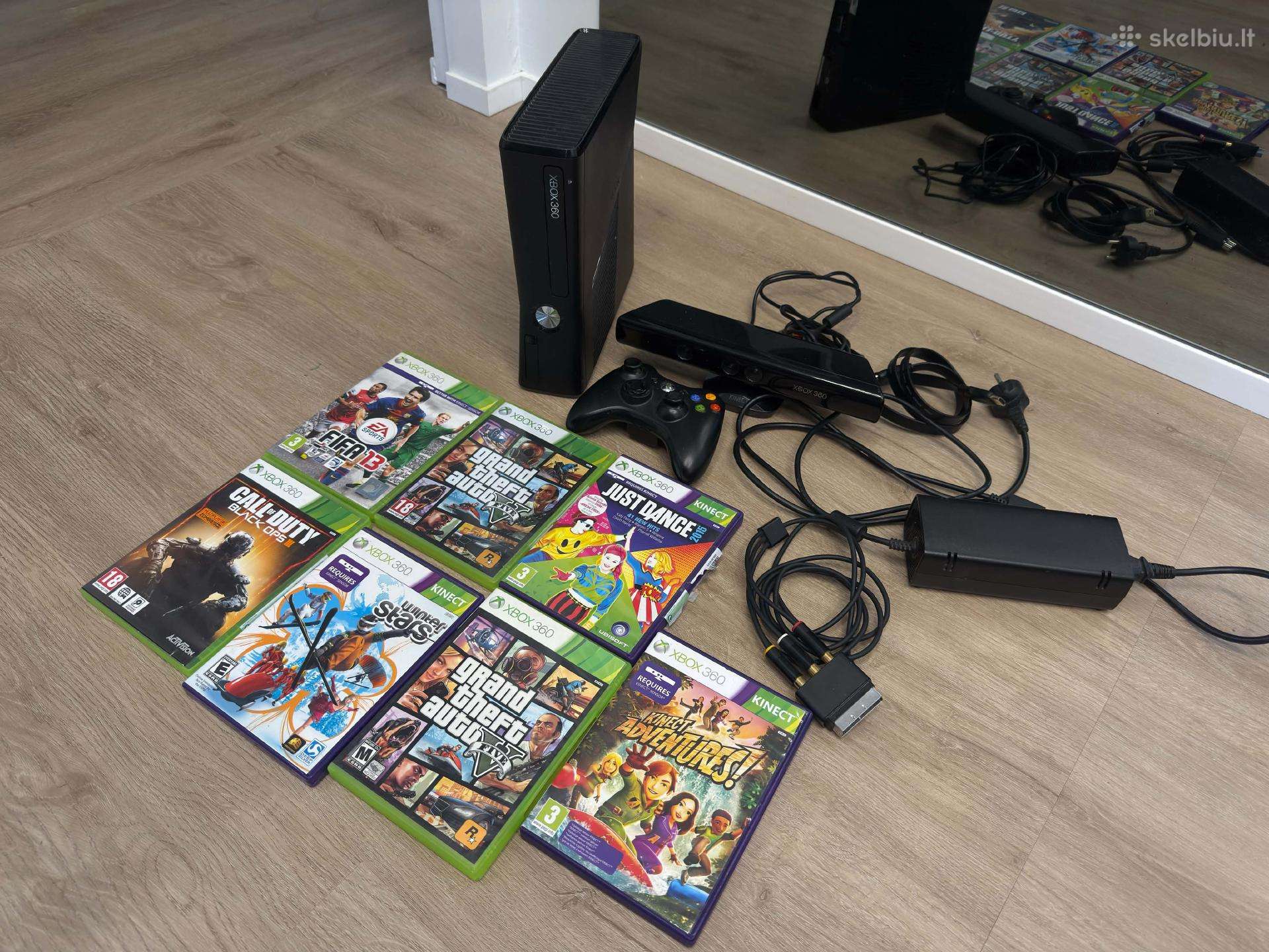 Xbox 360 Slim atrištas Rgh + Kinect + 35+ žaidimų