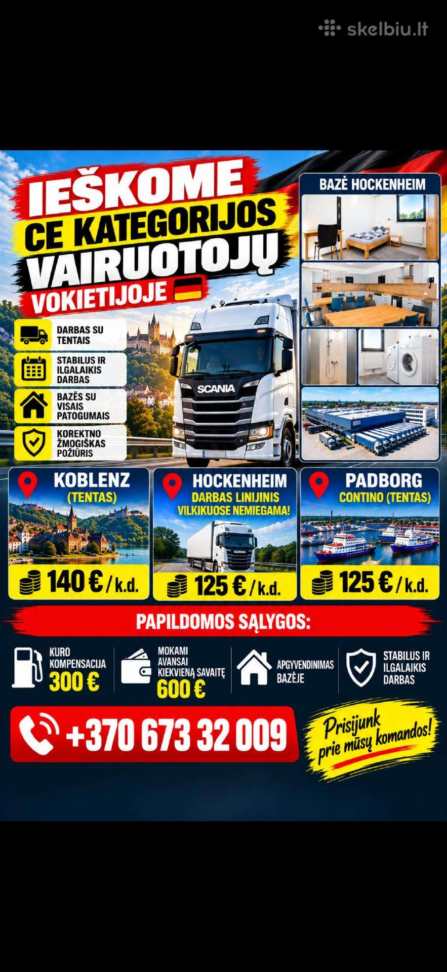Ieškomi CE Kategorijos Vairuotojai Vokietijoj