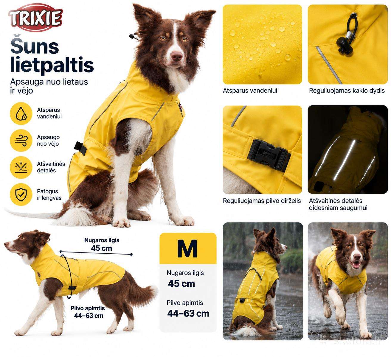 Trixie šuns lietpaltis, M dydis – Naujas