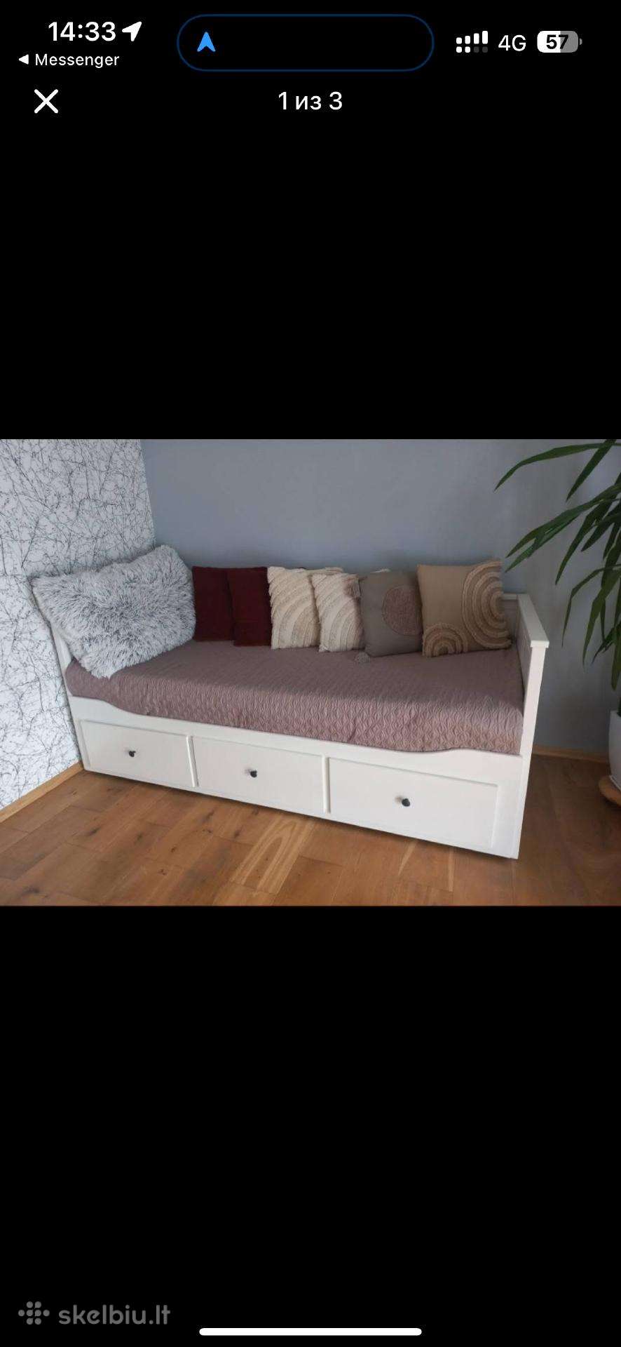 Hemnes kušete su čiužiniais geros bukles