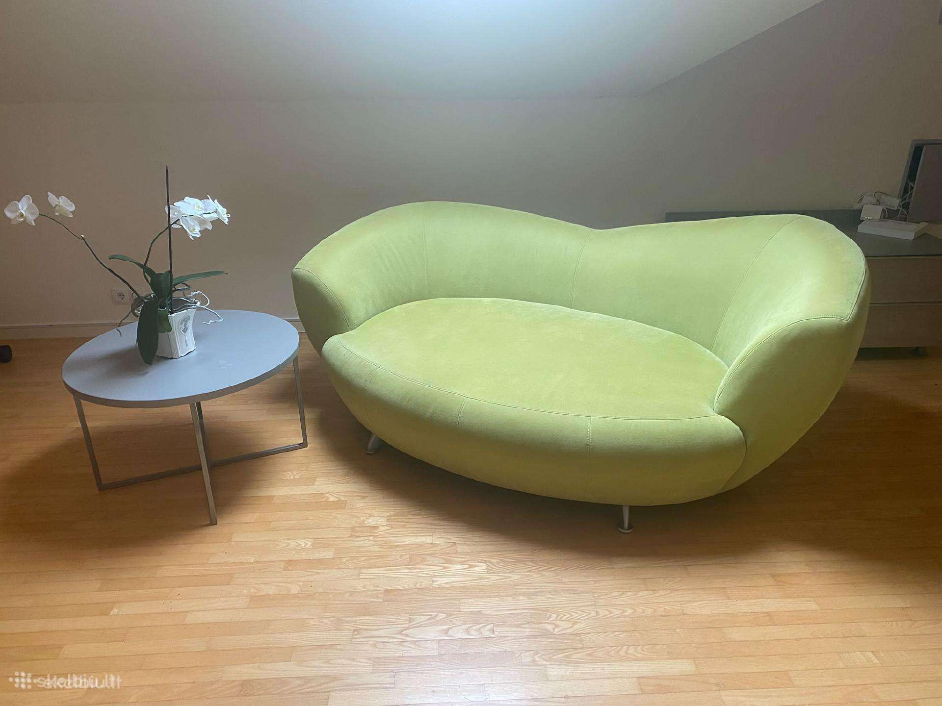 Išskirtinio dizaino lenktų formų sofa