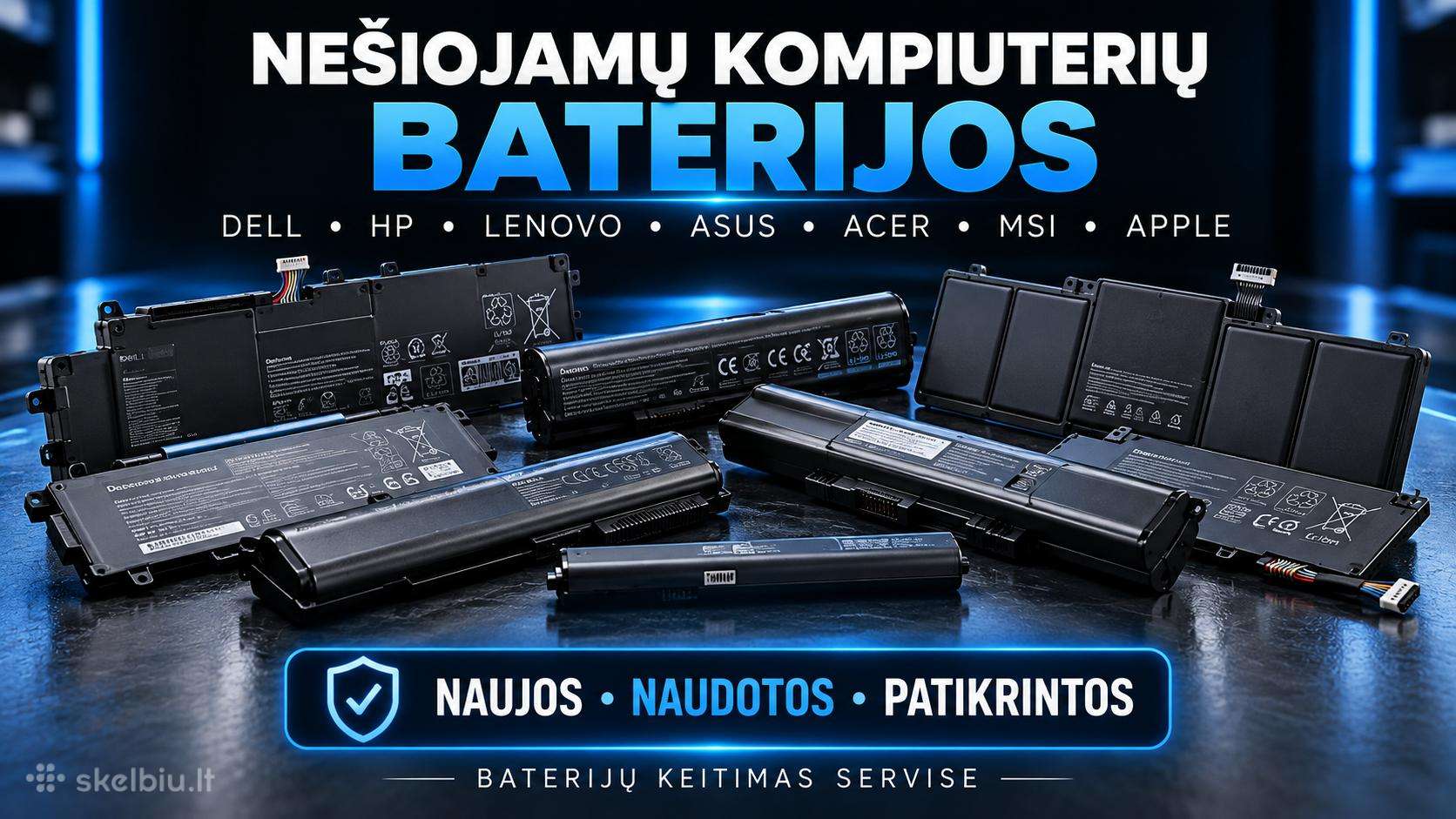 Naujos ir naudotos baterijos kompiuteriams